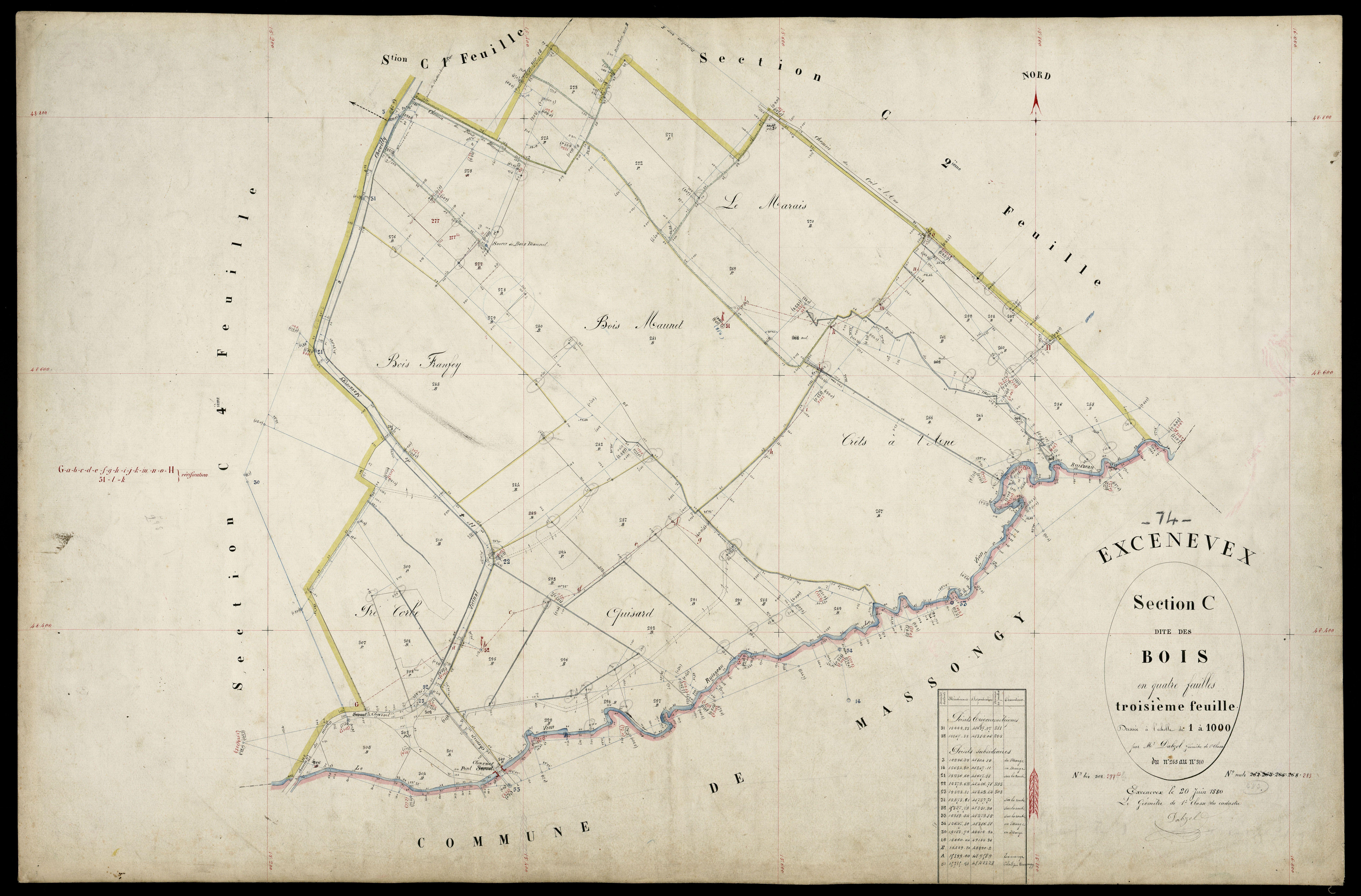 3 P 3 4626 - Feuille n° 4, parcelles n° 311 à 406 - 20 juin 1880