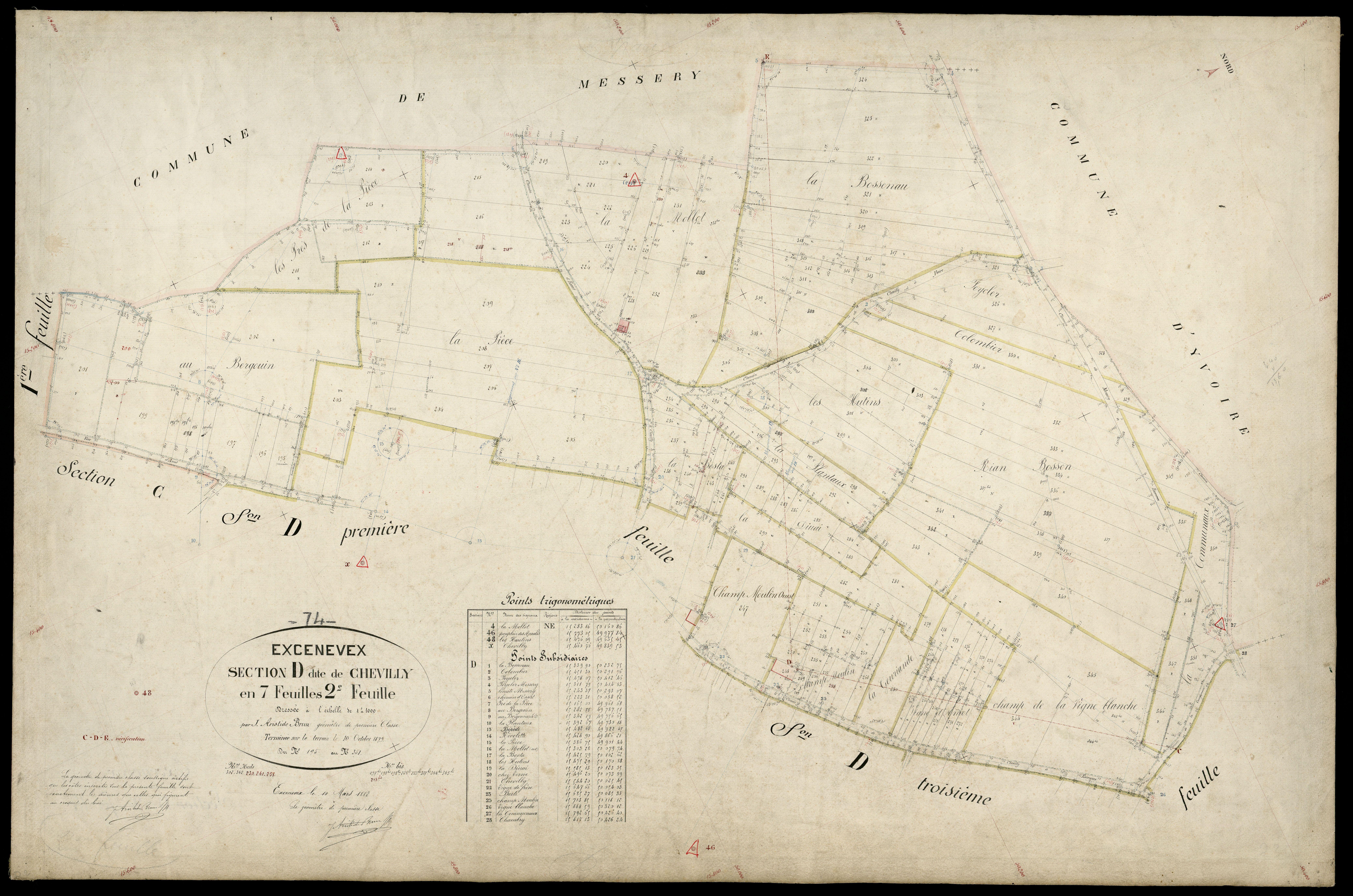 3 P 3 4629 - Feuille n° 3, parcelles n° 32 à 442 - 10 octobre 1879