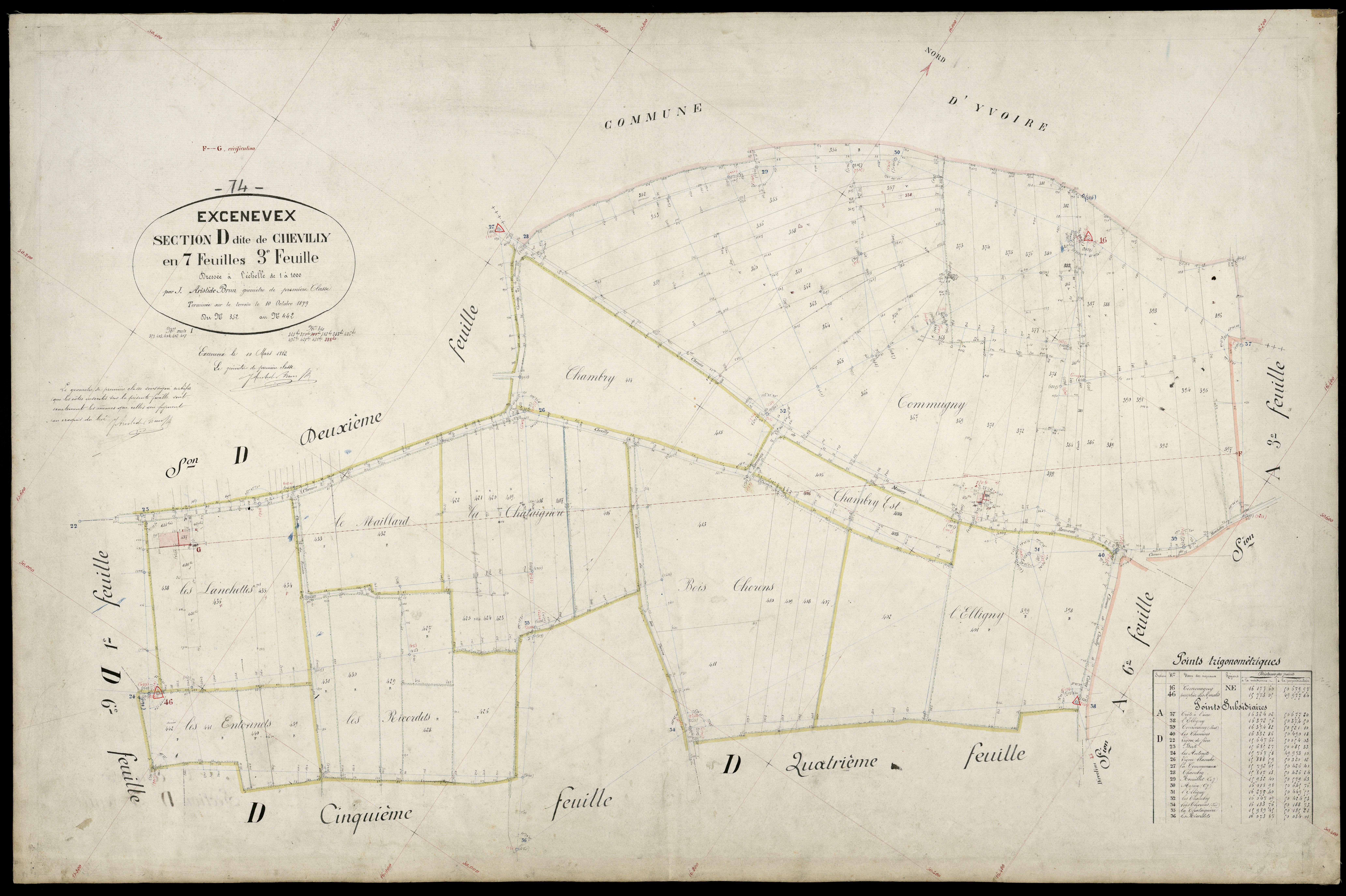 3 P 3 4630 - Feuille n° 4, parcelles n° 443 à 49 - 8 août 1880