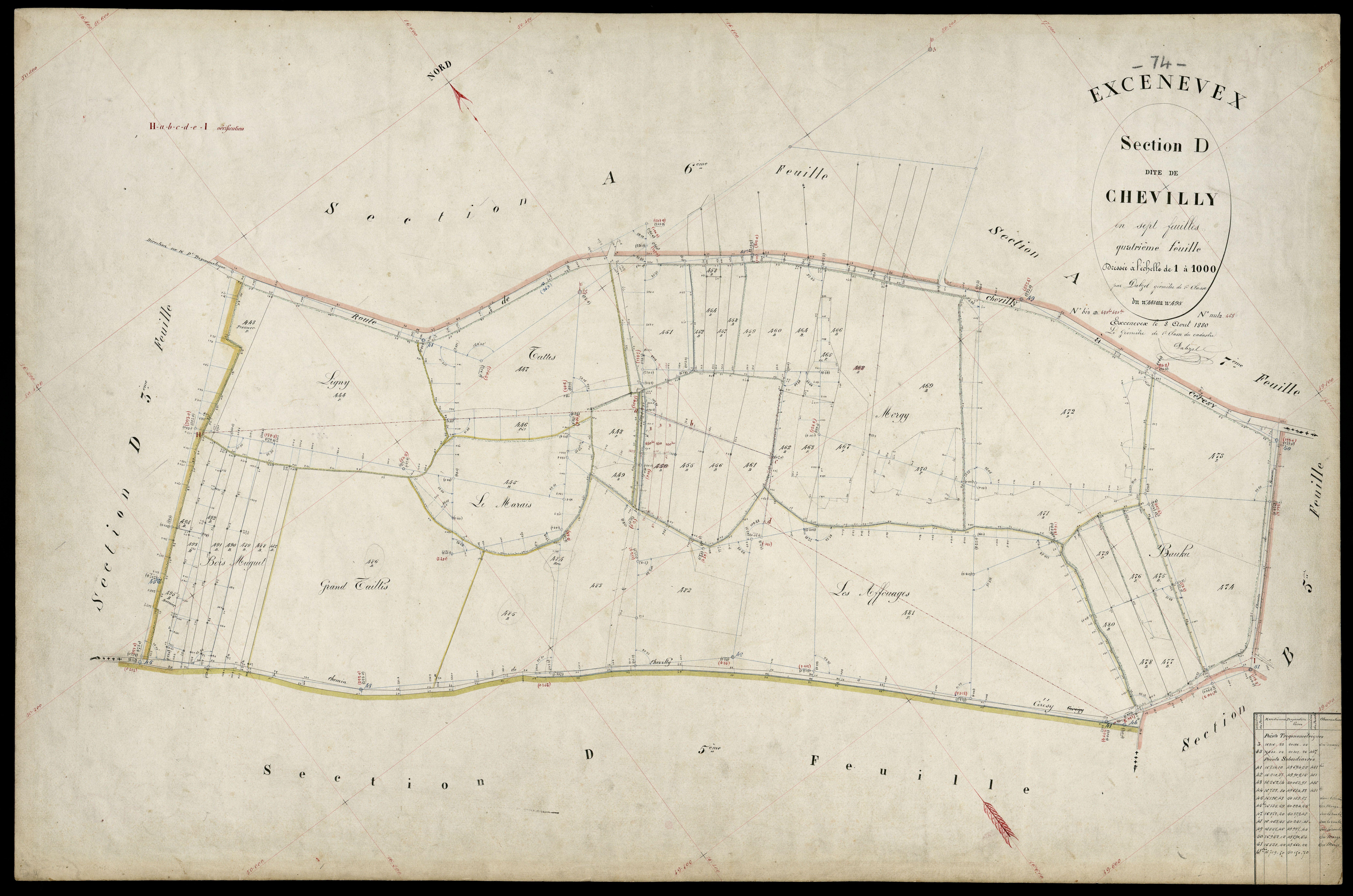 3 P 3 4631 - Feuille n° , parcelles n° 496 à 11 - 5 août 1880