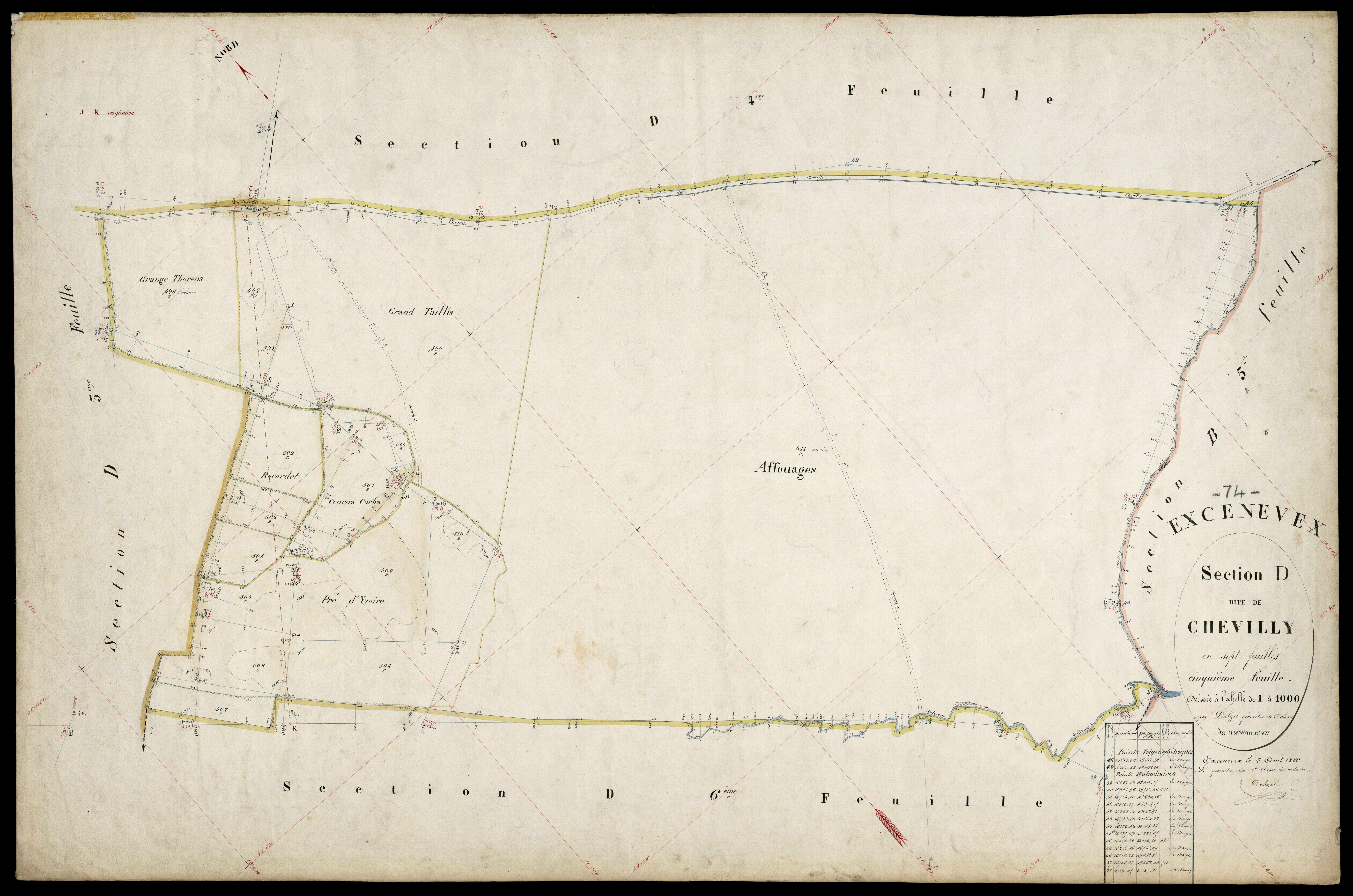 3 P 3 4632 - Feuille n° 6, parcelles n° 12 à 61 - 10 juillet 1880