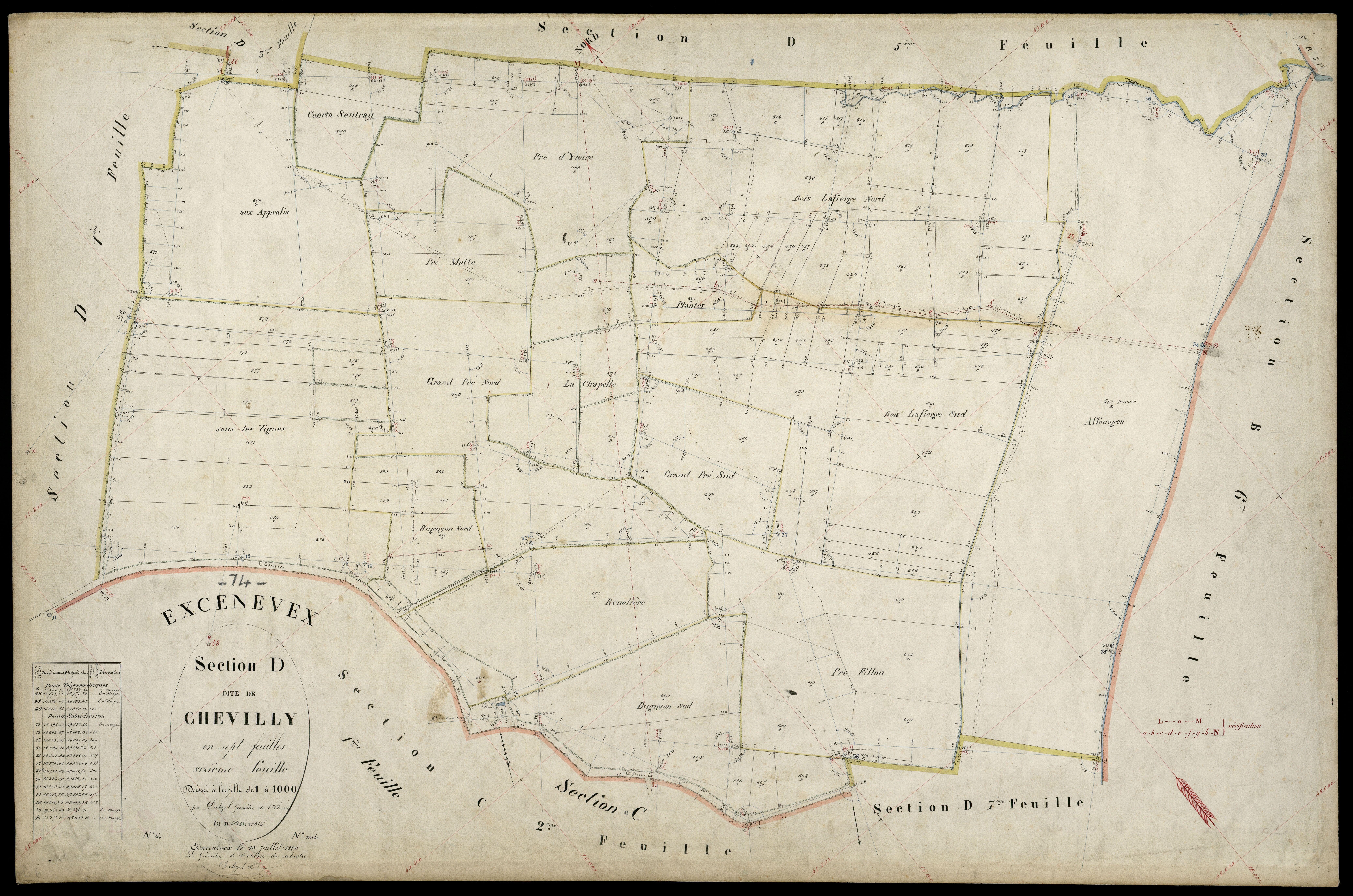 3 P 3 4633 - Feuille n° 7, parcelles n° 616 - 8 août 1880