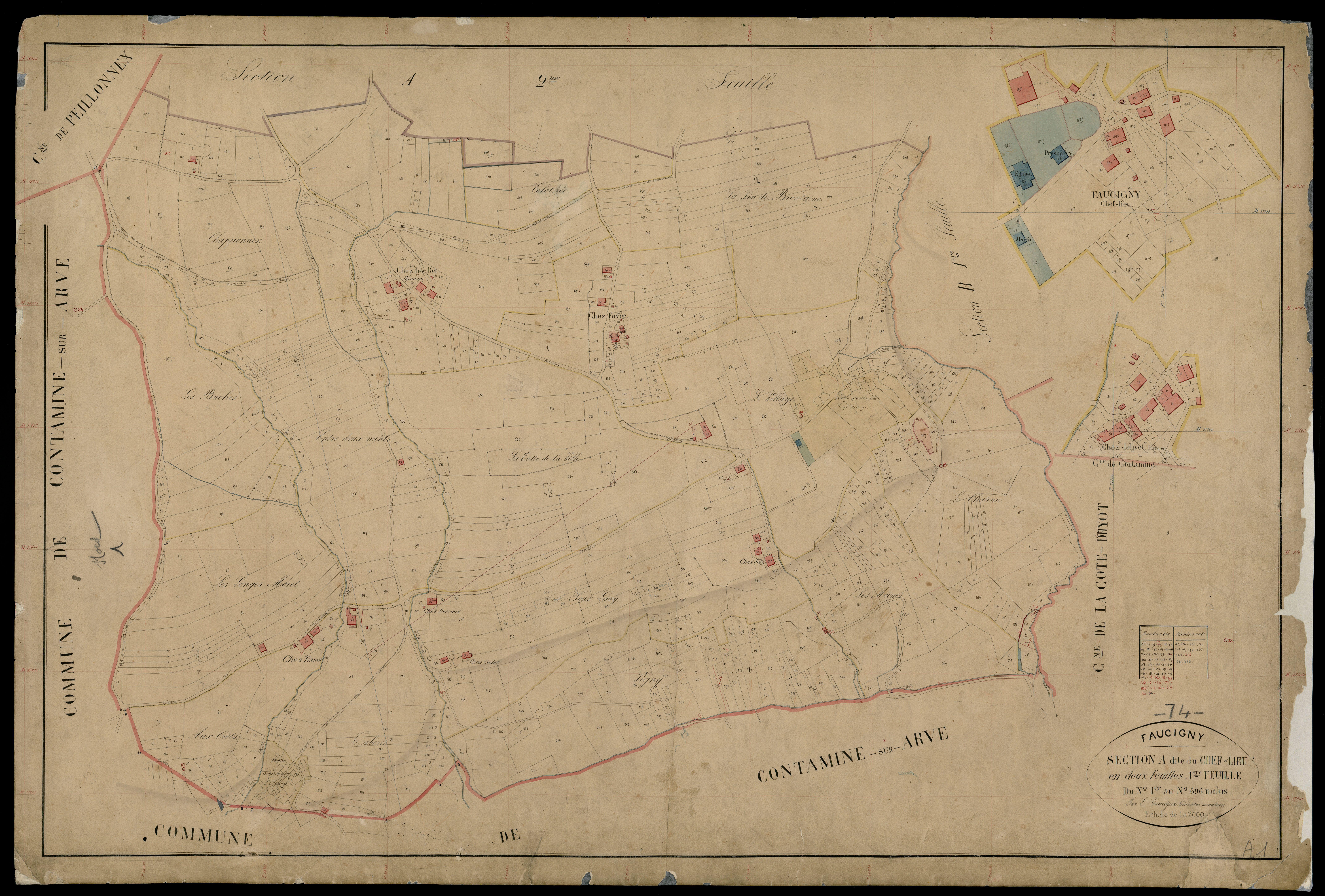 3 P 3 4636 - Feuille n° 2, parcelles n° 697 à 1223 -