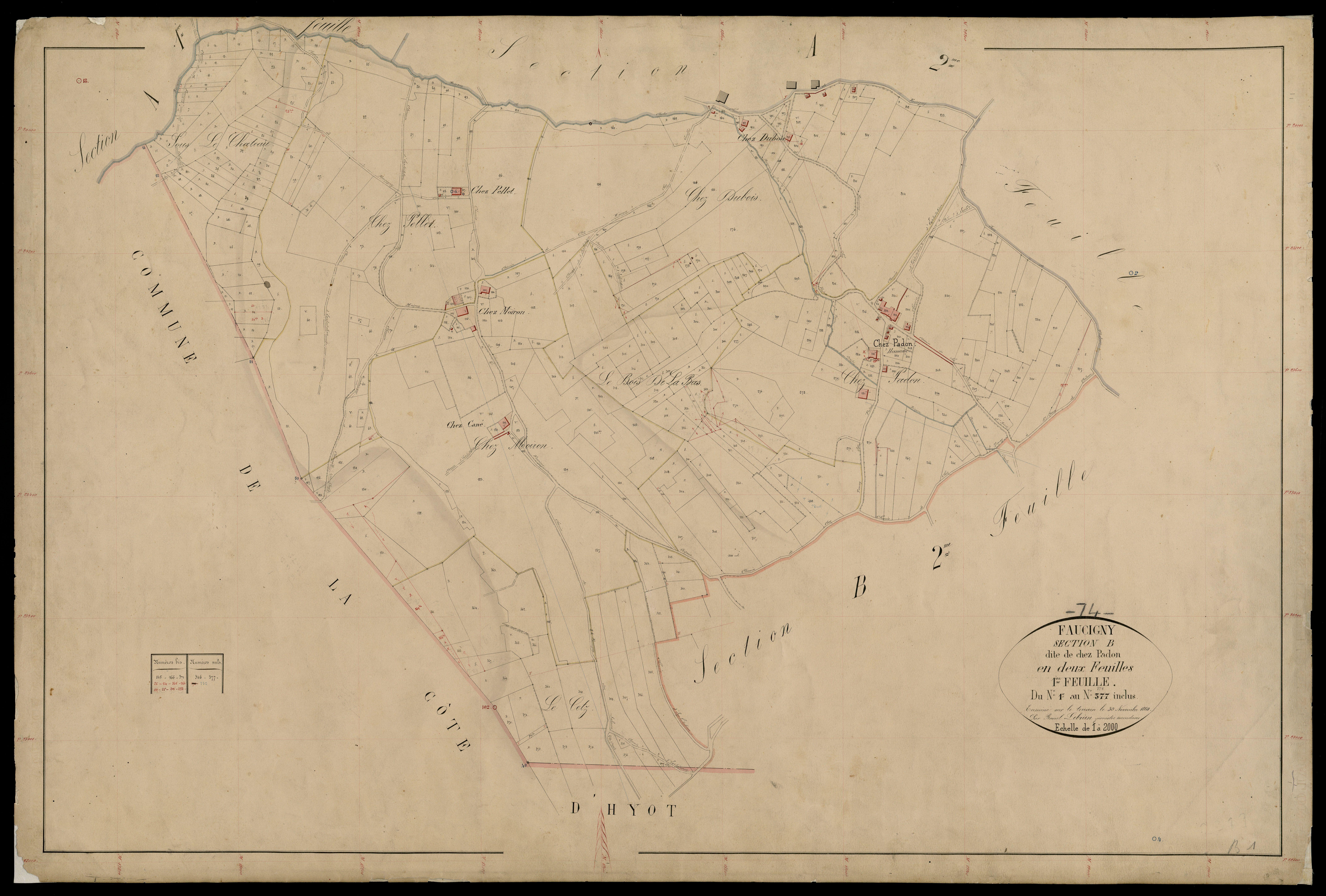 3 P 3 4638 - Feuille n° 2, parcelles n° 378 à 764 - 15 décembre 1863