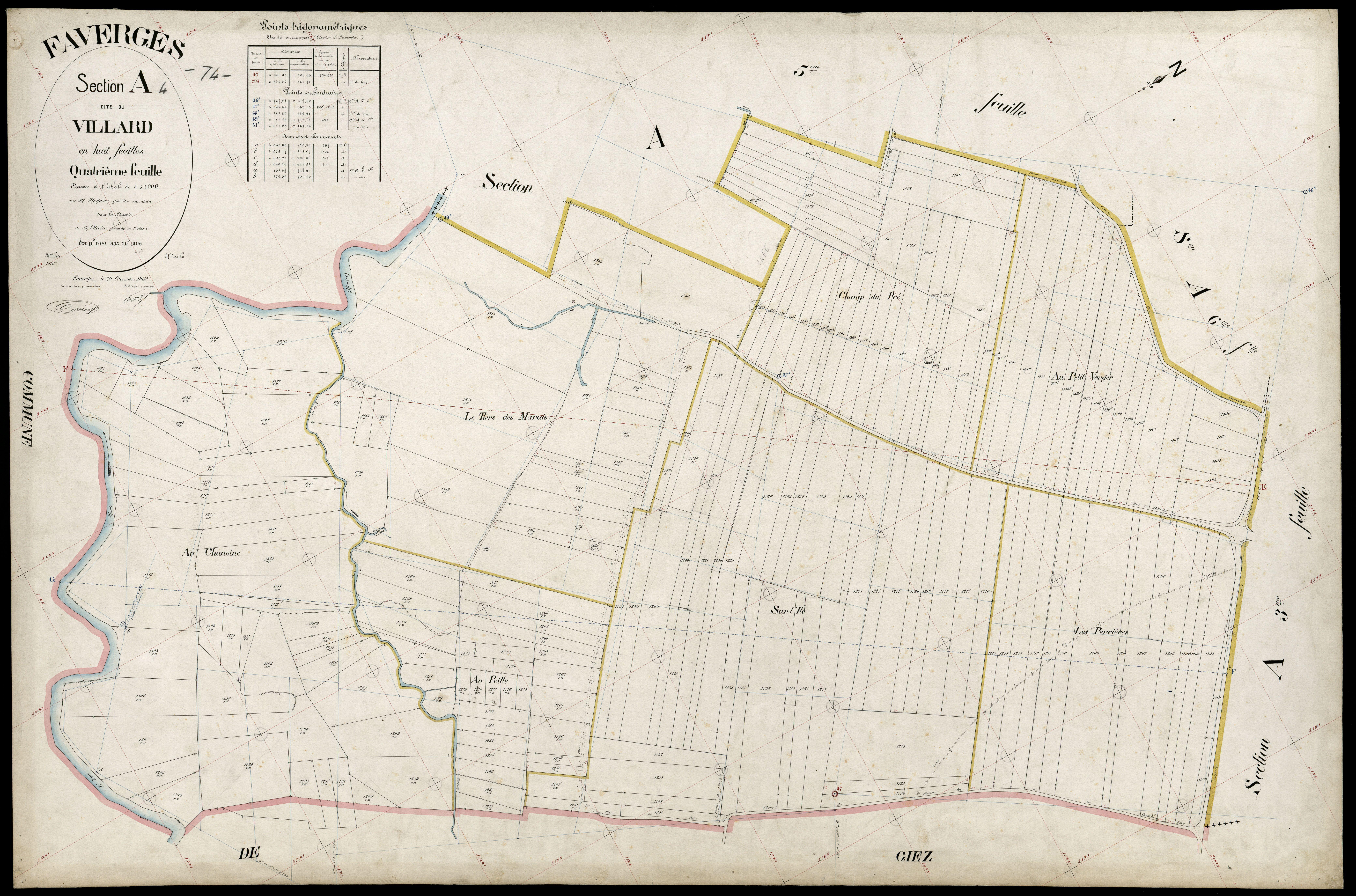 3 P 3 4644 - Feuille n° , parcelles n° 1407 à 188 - 20 décembre 1905