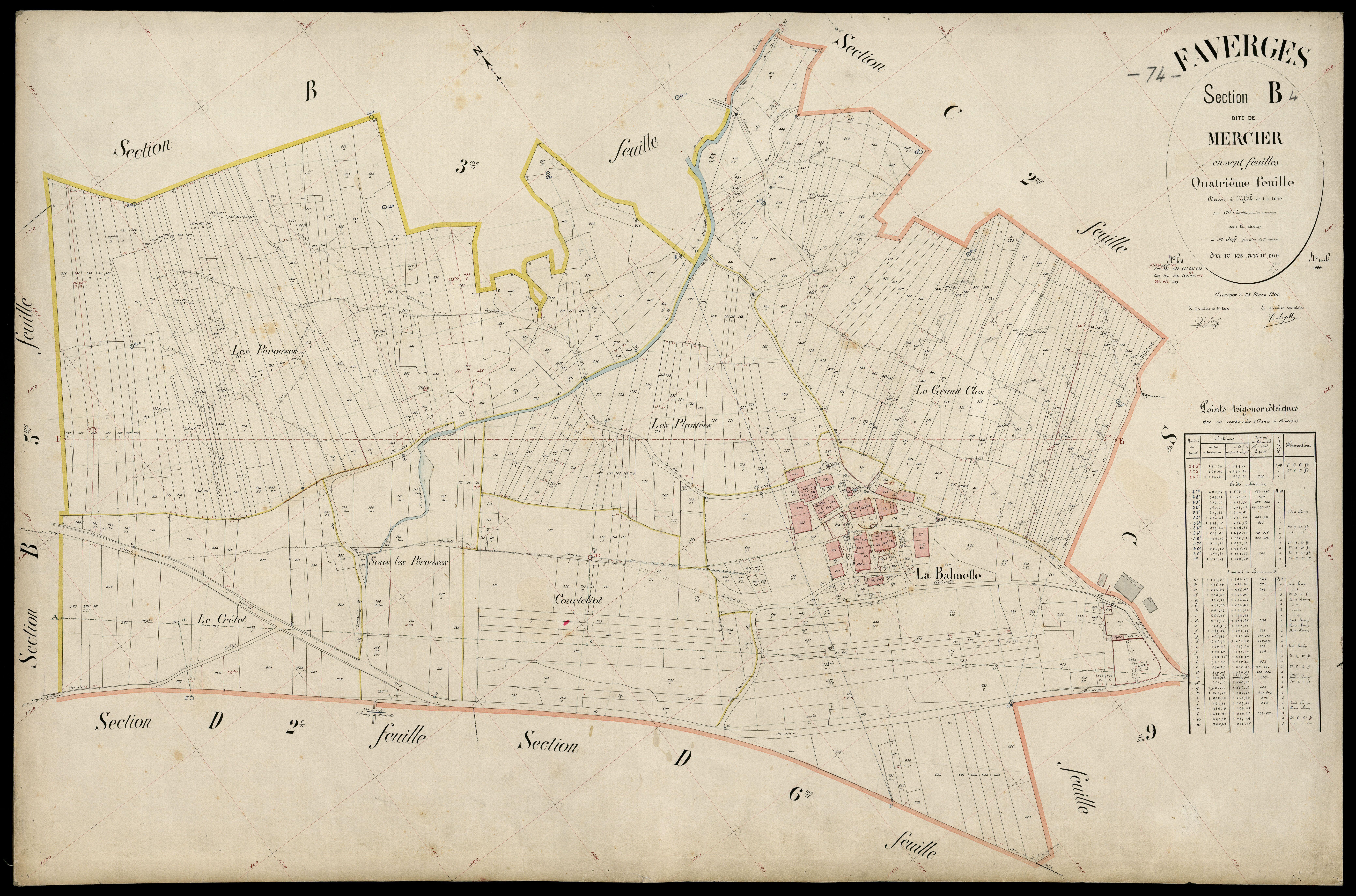 3 P 3 4652 - Feuille n° , parcelles n° 970 à 141 - 25 mars 1905