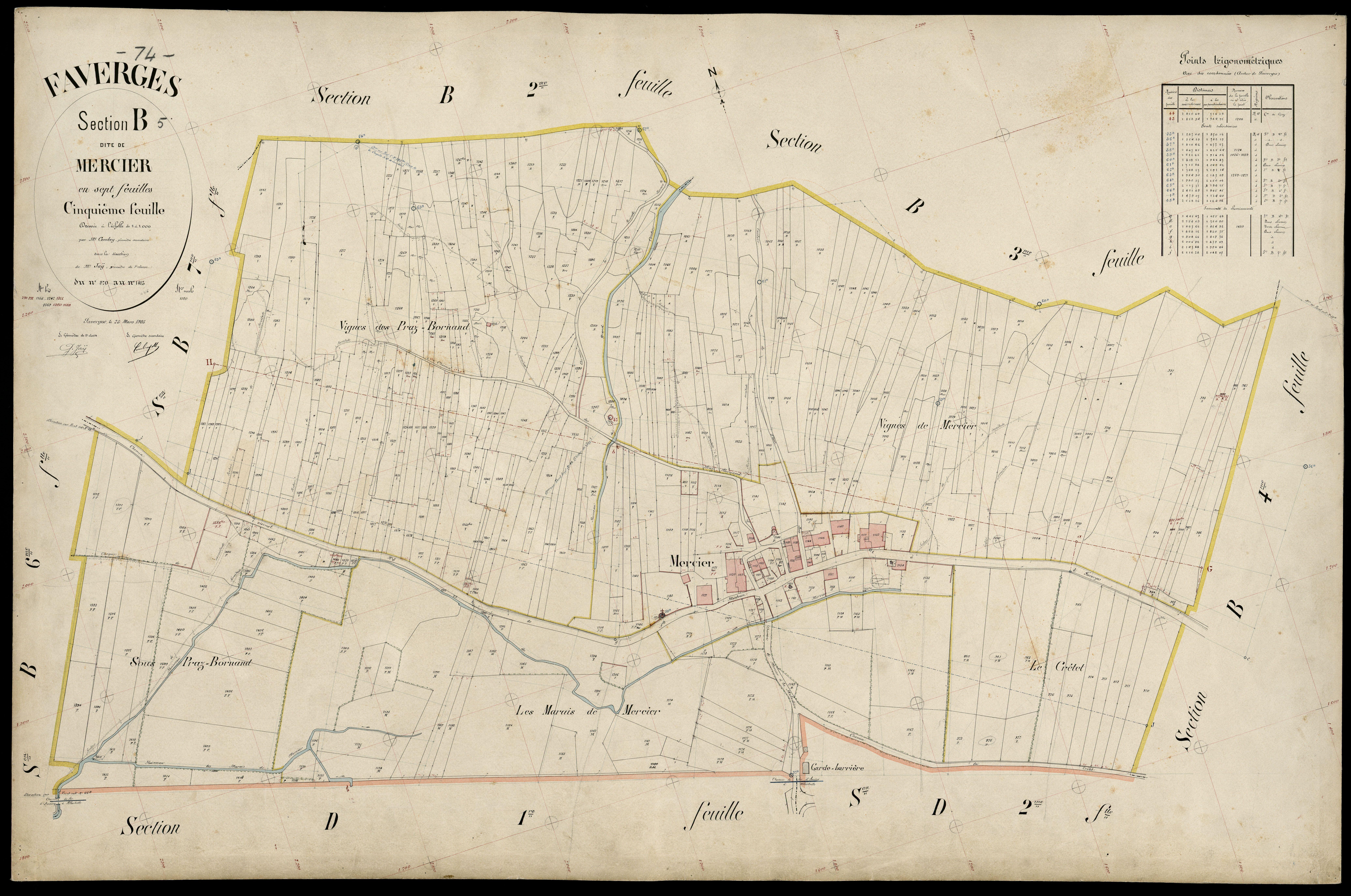 3 P 3 4653 - Feuille n° 6, parcelles n° 1416 à 187 - 25 mars 1905