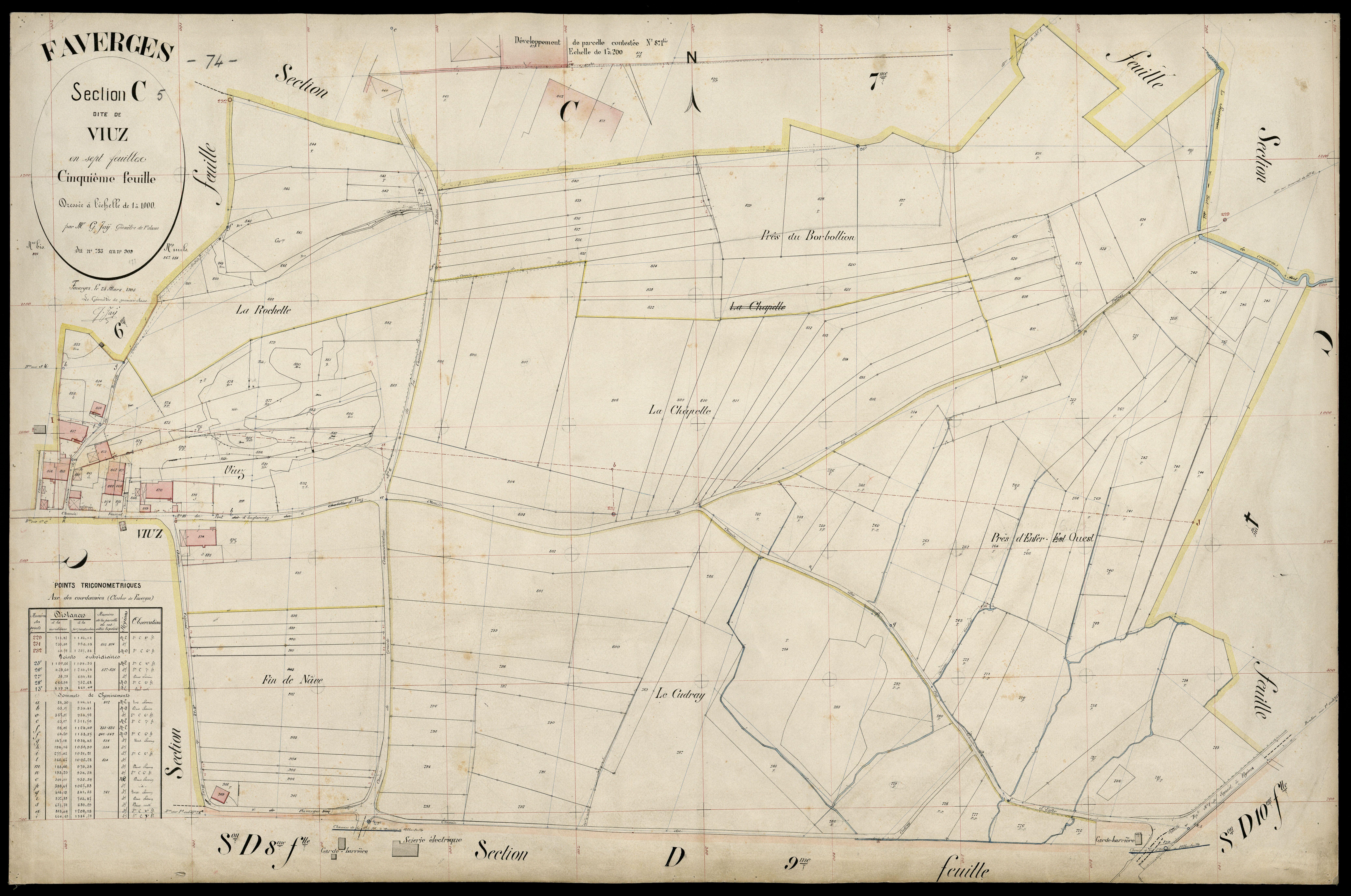 3 P 3 4660 - Feuille n° 6, parcelles n° 910 à 1209 - 25 mars 1905