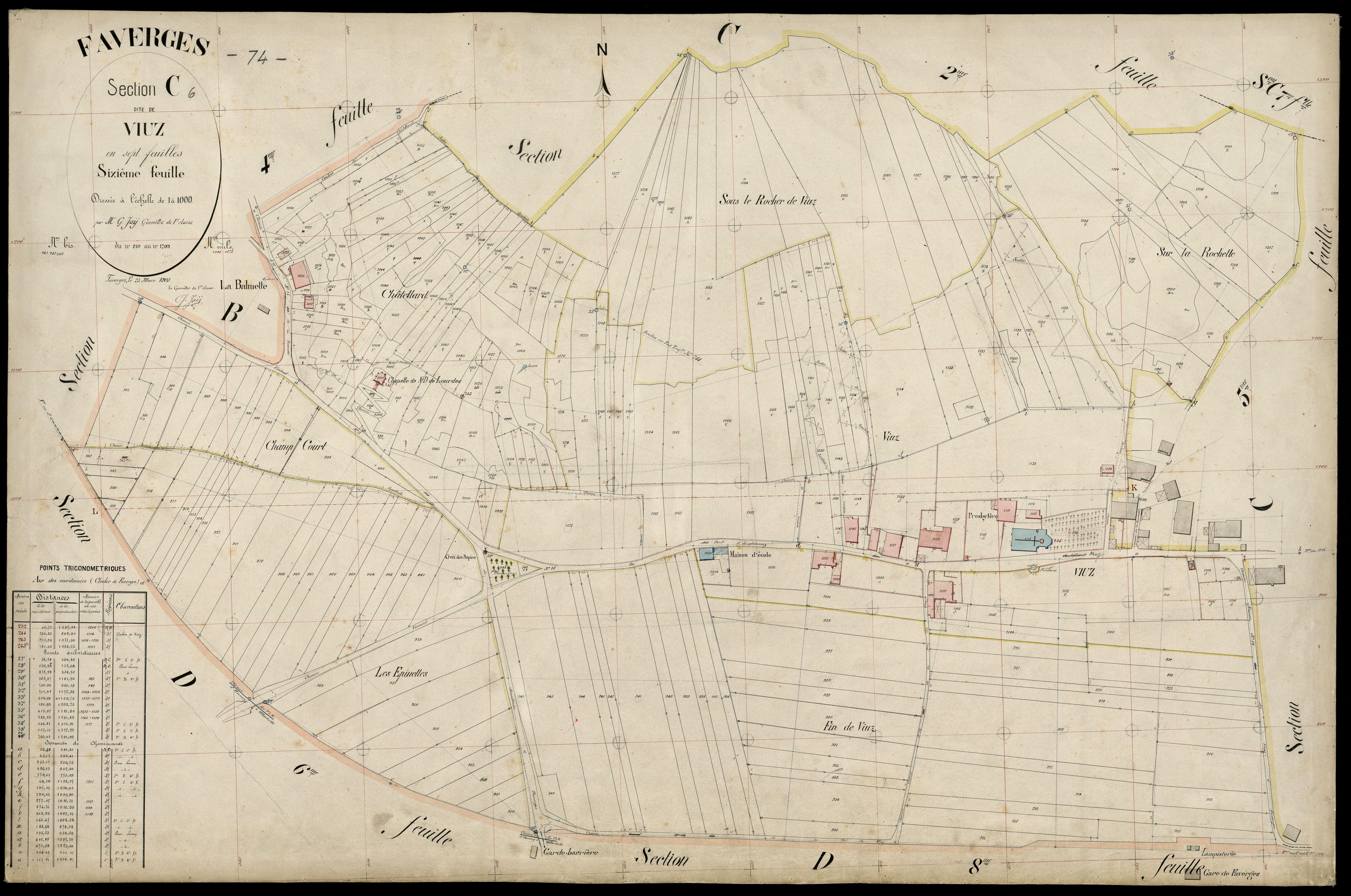 3 P 3 4661 - Feuille n° 7, parcelles n° 1210 à 1497 - 25 mars 1905