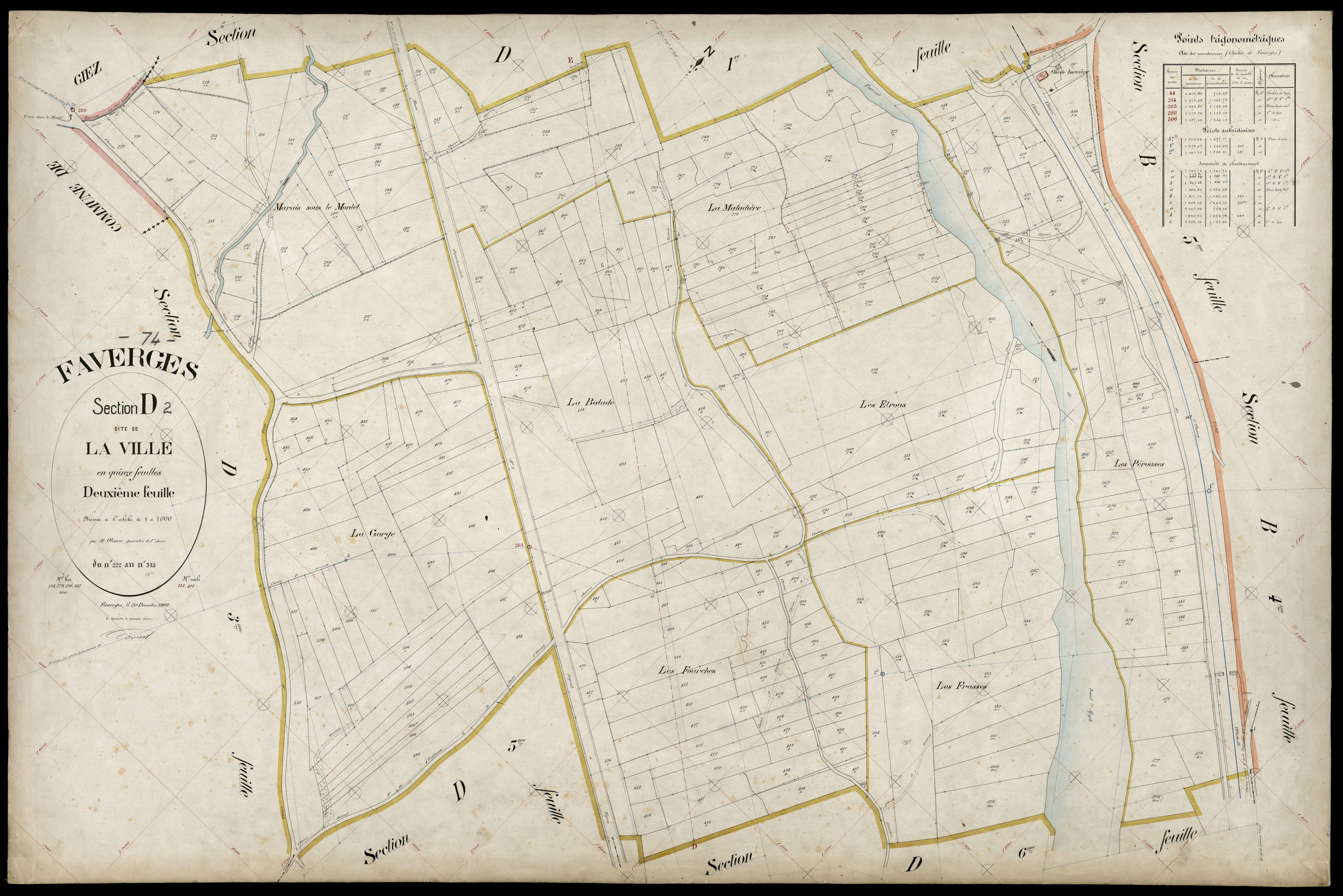3 P 3 4664 - Feuille n° 3, parcelles n° 14 à 819 - 20 décembre 1905