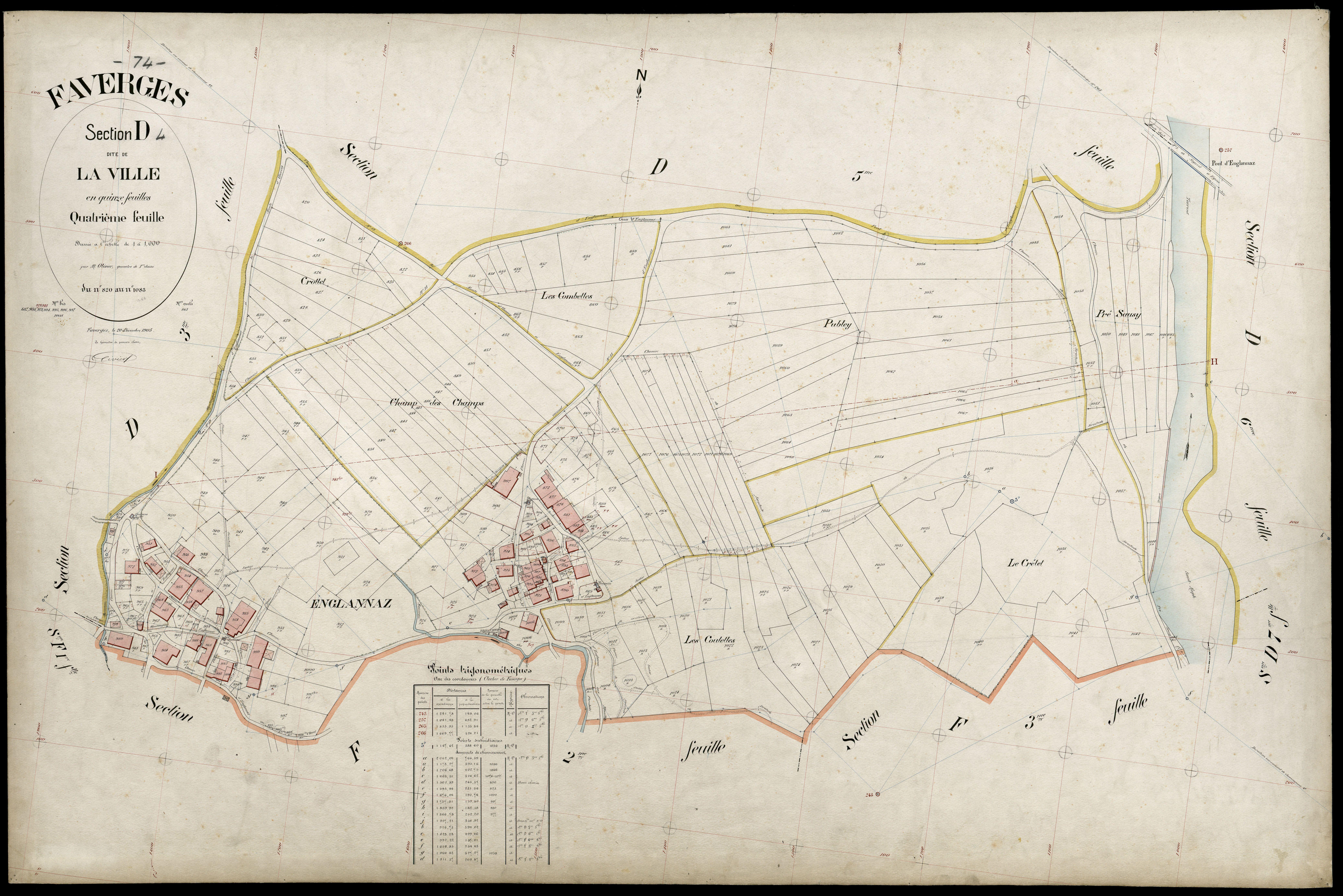 3 P 3 4666 - Feuille n° , parcelles n° 1084 à 1199 - 20 décembre 1905