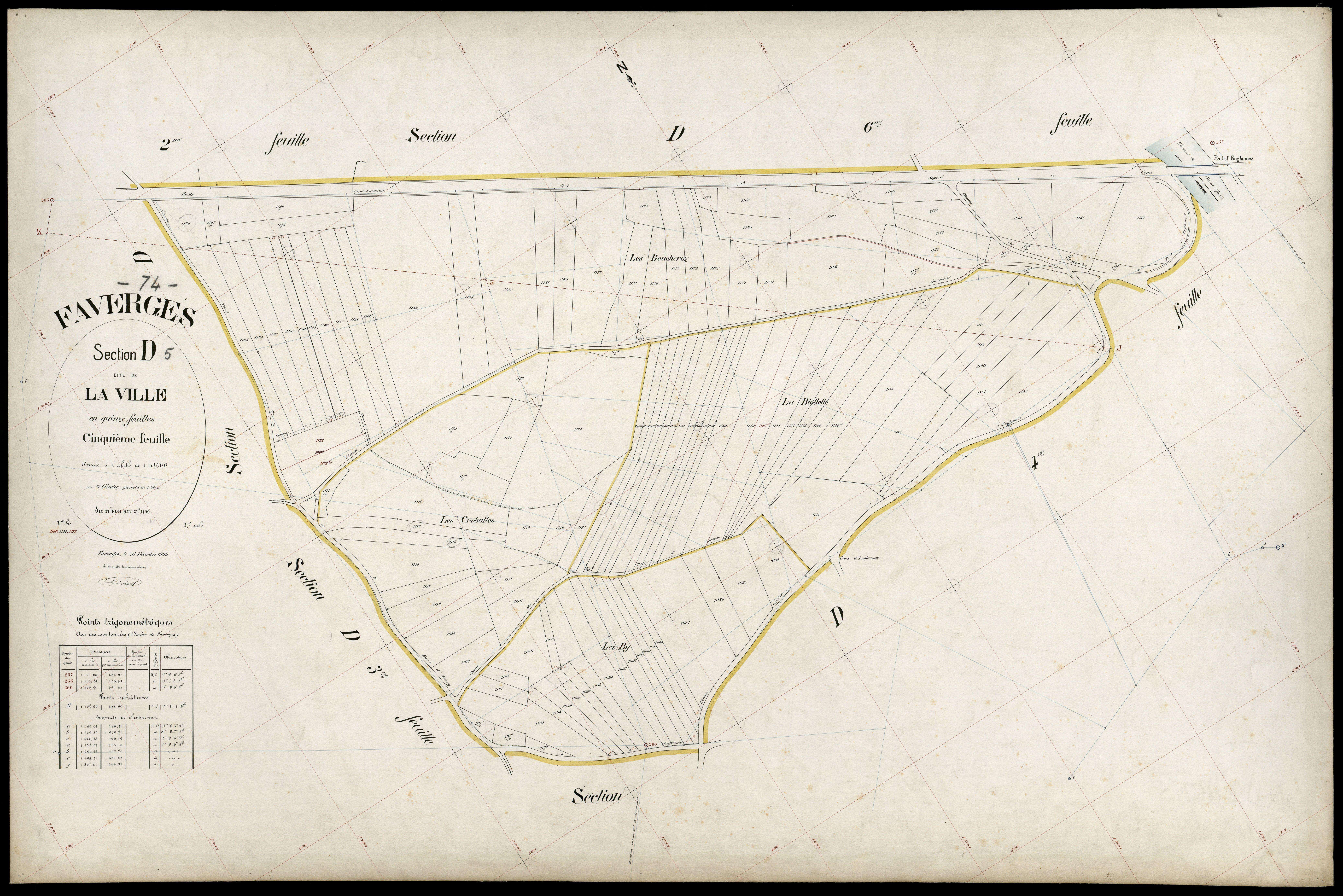 3 P 3 4667 - Feuille n° 6, parcelles n° 1200 à 1363 - 20 décembre 1905