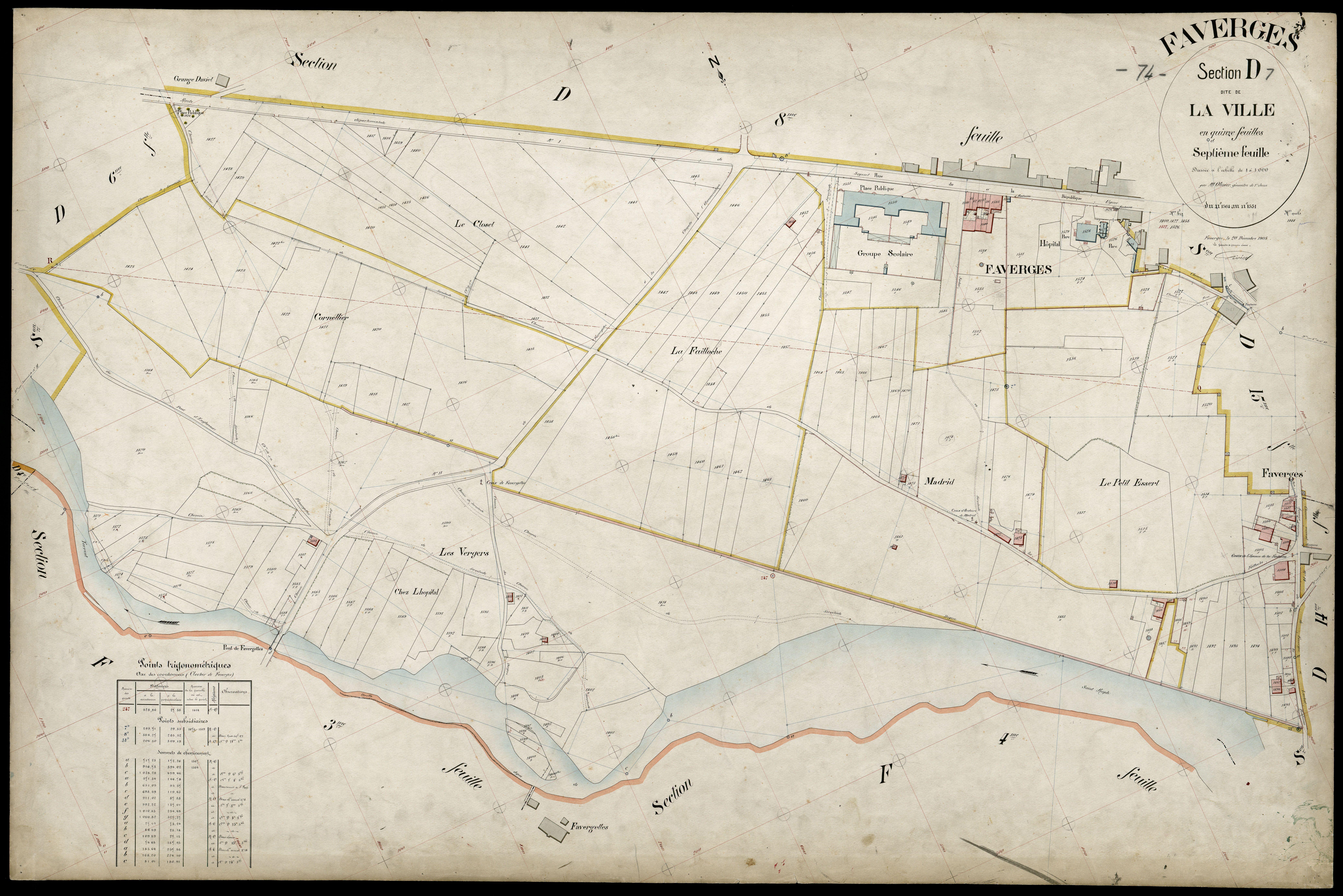 3 P 3 4669 - Feuille n° 8, parcelles n° 12 à 1712 - 20 décembre 1905