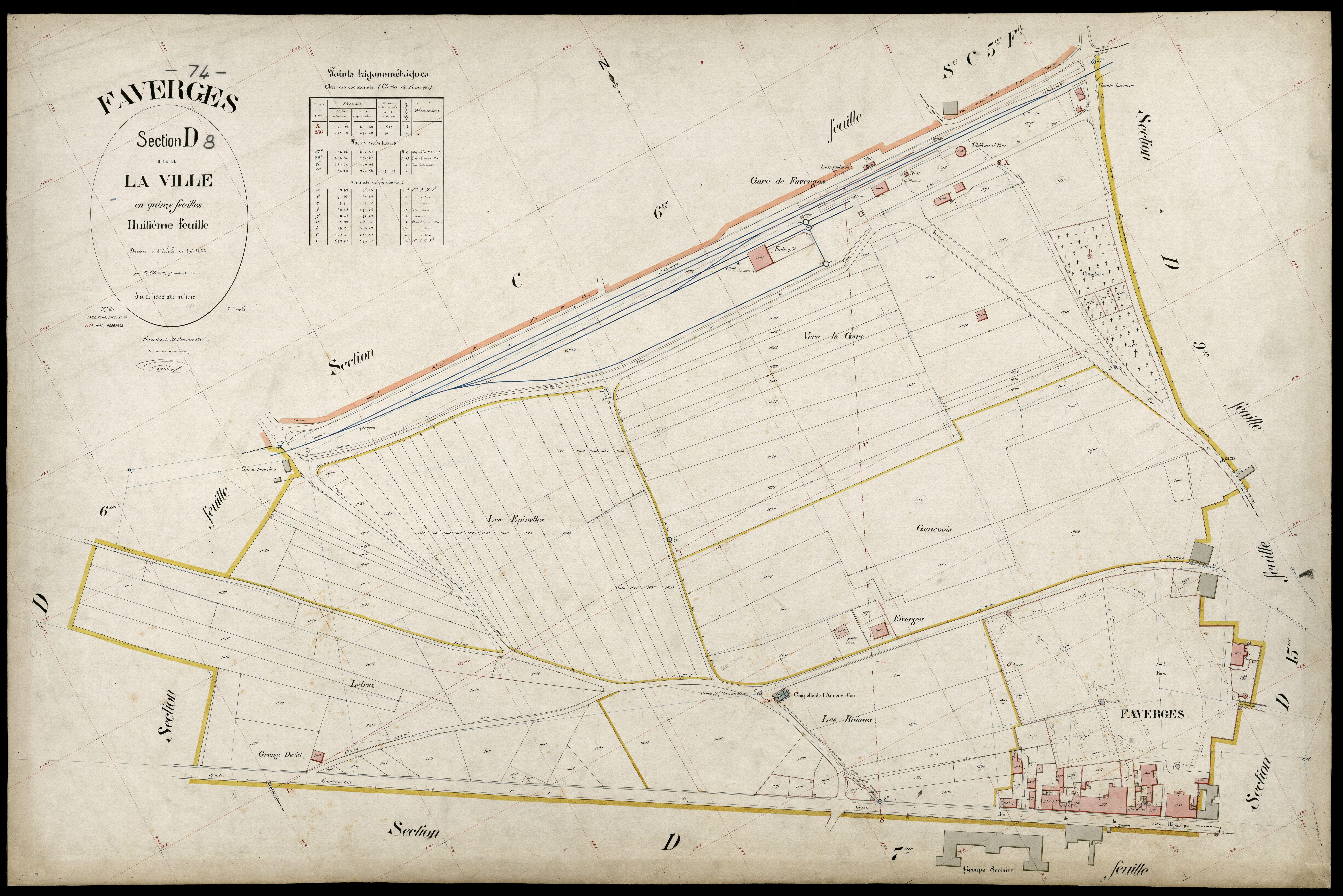 3 P 3 4670 - Feuille n° 9, parcelles n° 1713 à 1943 - 20 décembre 1905