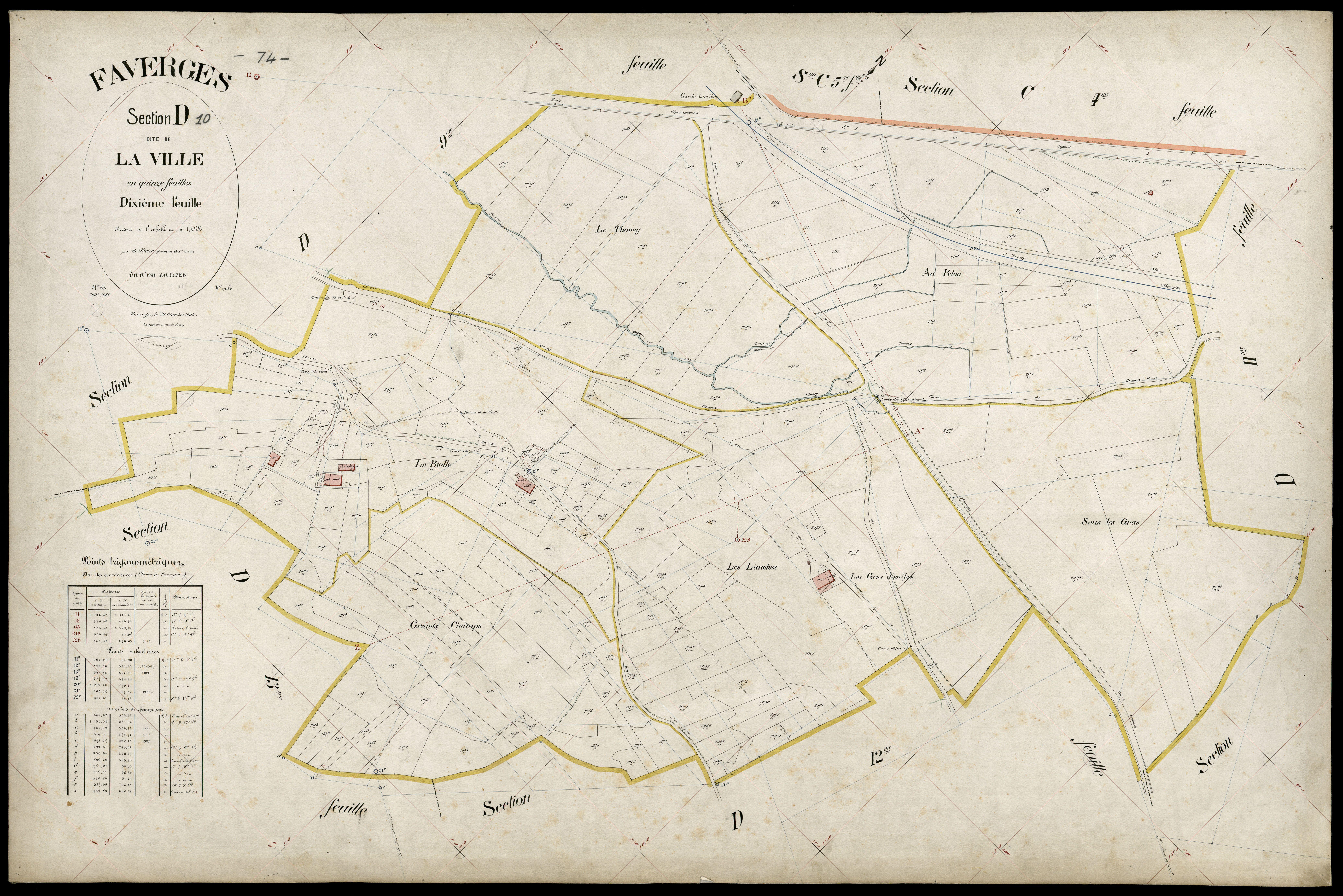 3 P 3 4672 - Feuille n° 11, parcelles n° 2129 à 223 - 20 décembre 1905