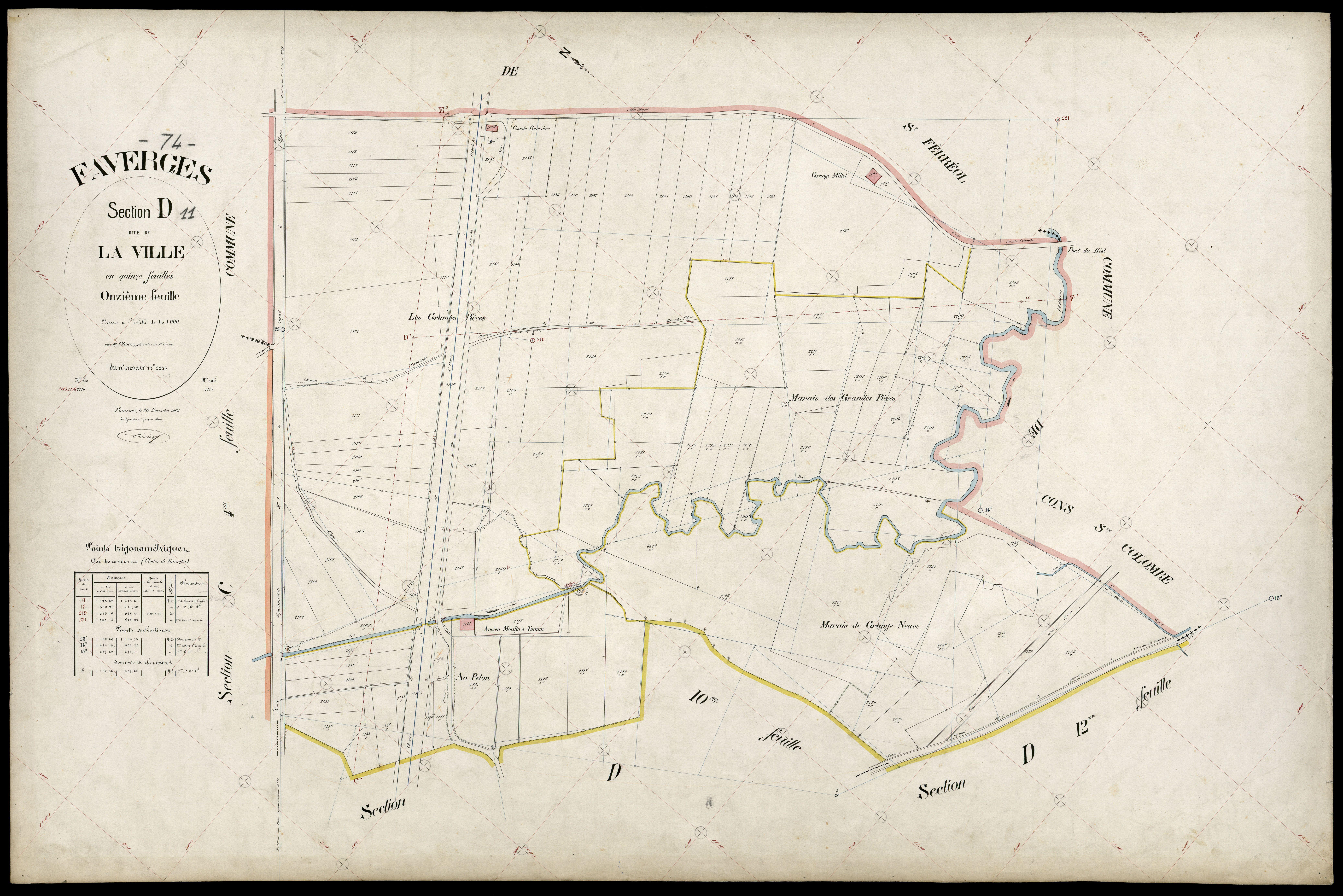 3 P 3 4673 - Feuille n° 12, parcelles n° 2236 à 2402 - 20 décembre 1905