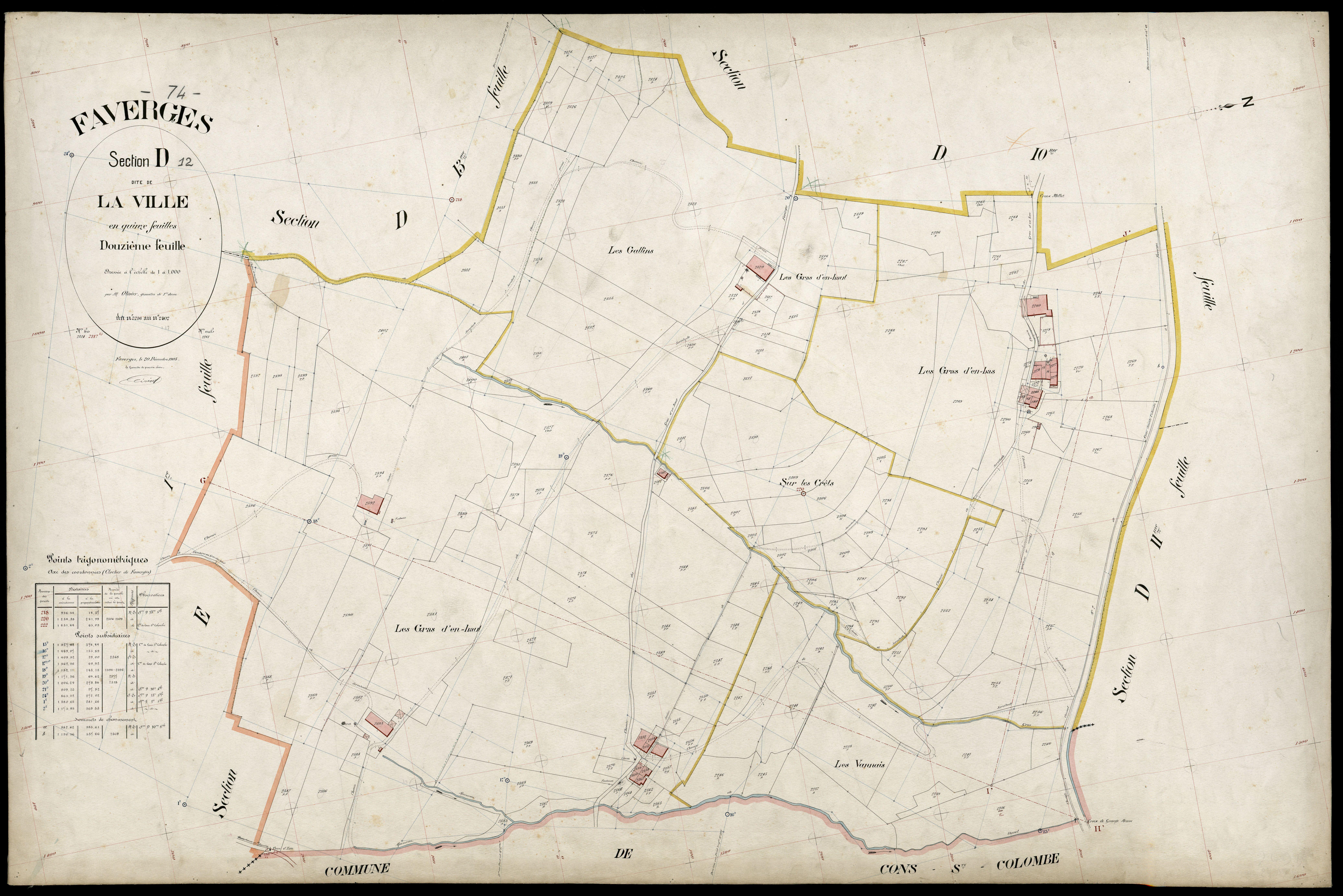 3 P 3 4674 - Feuille n° 13, parcelles n° 2403 à 206 - 20 décembre 1905