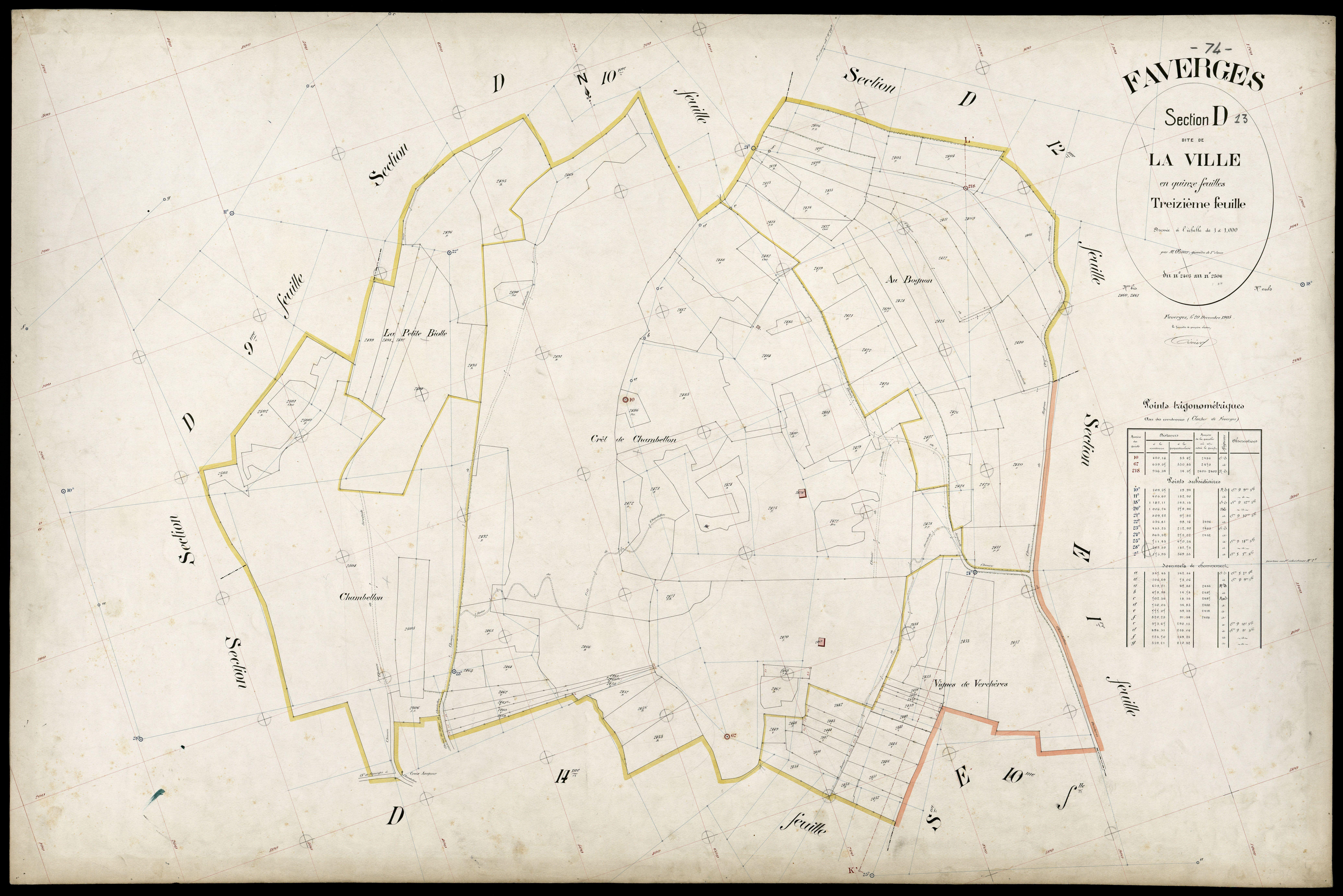 3 P 3 4675 - Feuille n° 14, parcelles n° 207 à 2772 - 20 décembre 1905