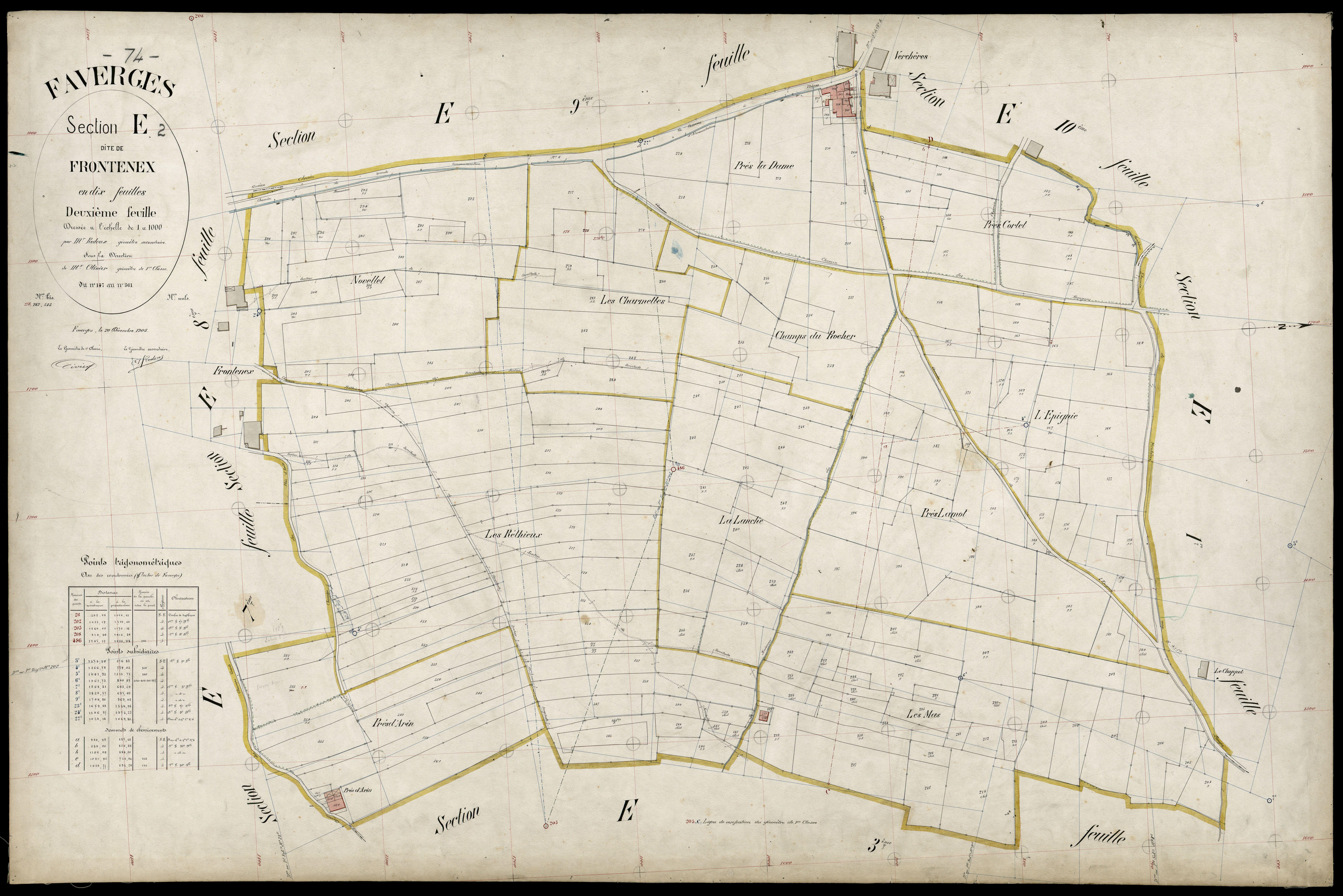 3 P 3 4679 - Feuille n° 3, parcelles n° 362 à 607 - 20 décembre 1905
