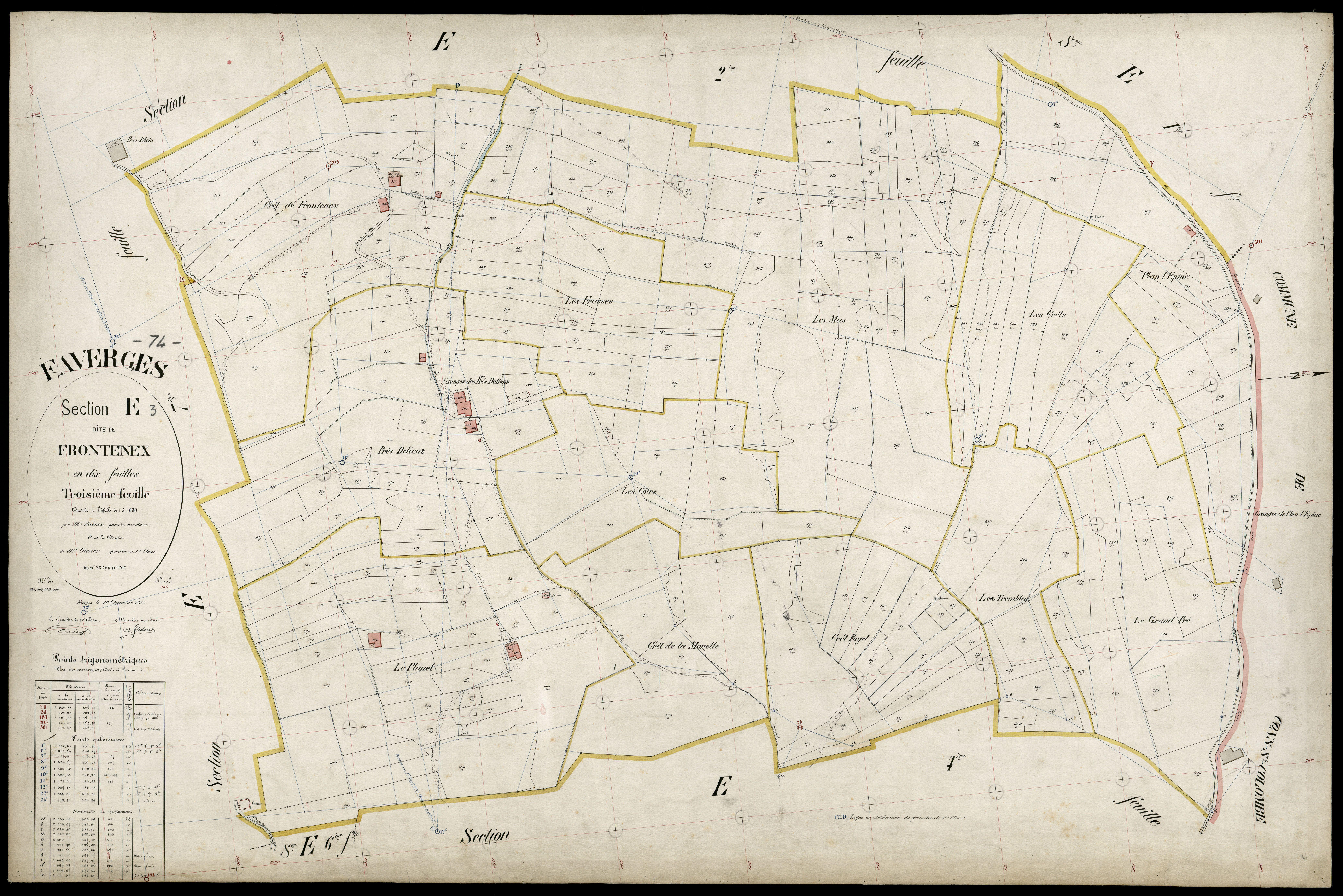 3 P 3 4680 - Feuille n° 4, parcelles n° 608 à 724 - 20 décembre 1905