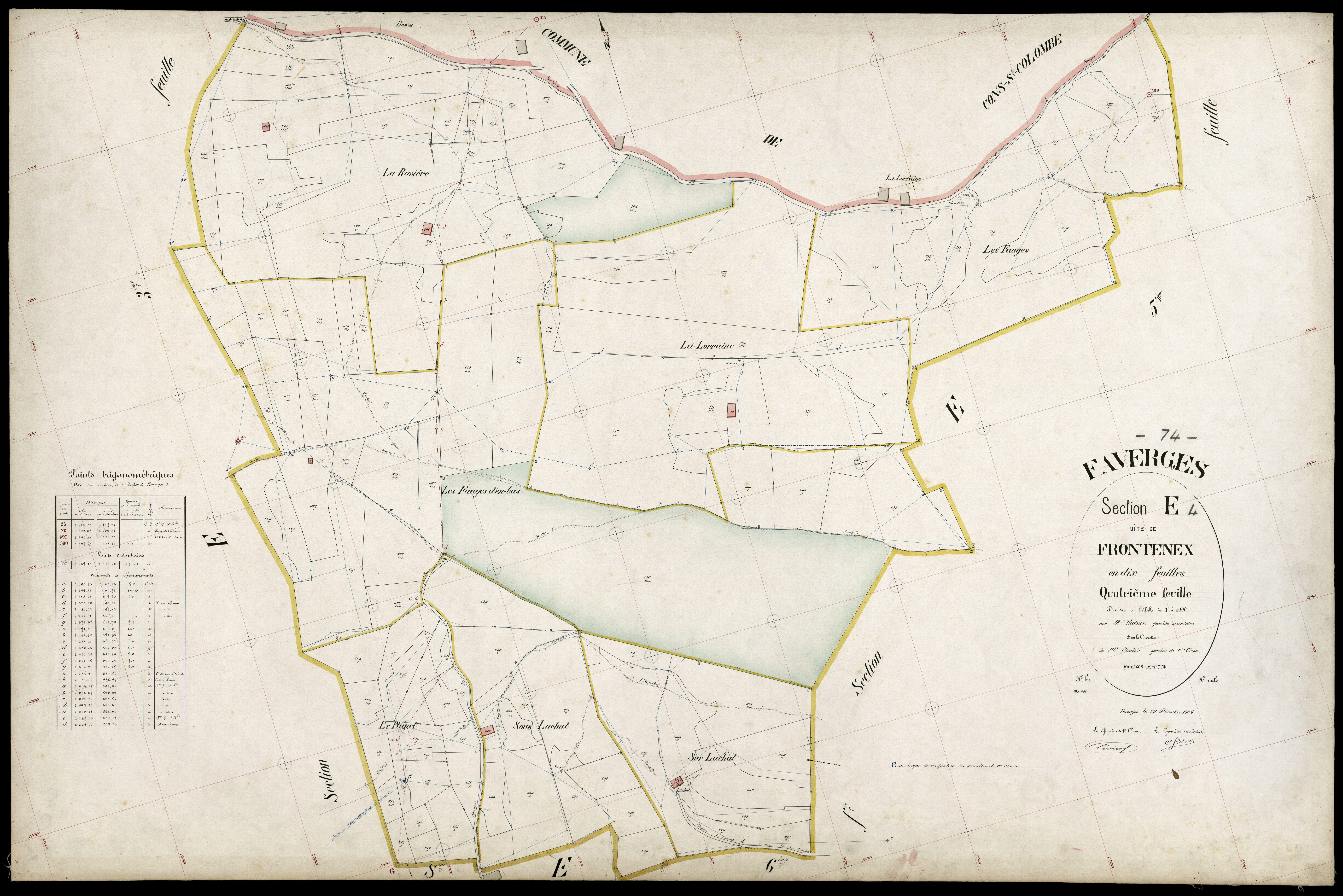 3 P 3 4681 - Feuille n° , parcelles n° 72 à 73 - 20 décembre 1905