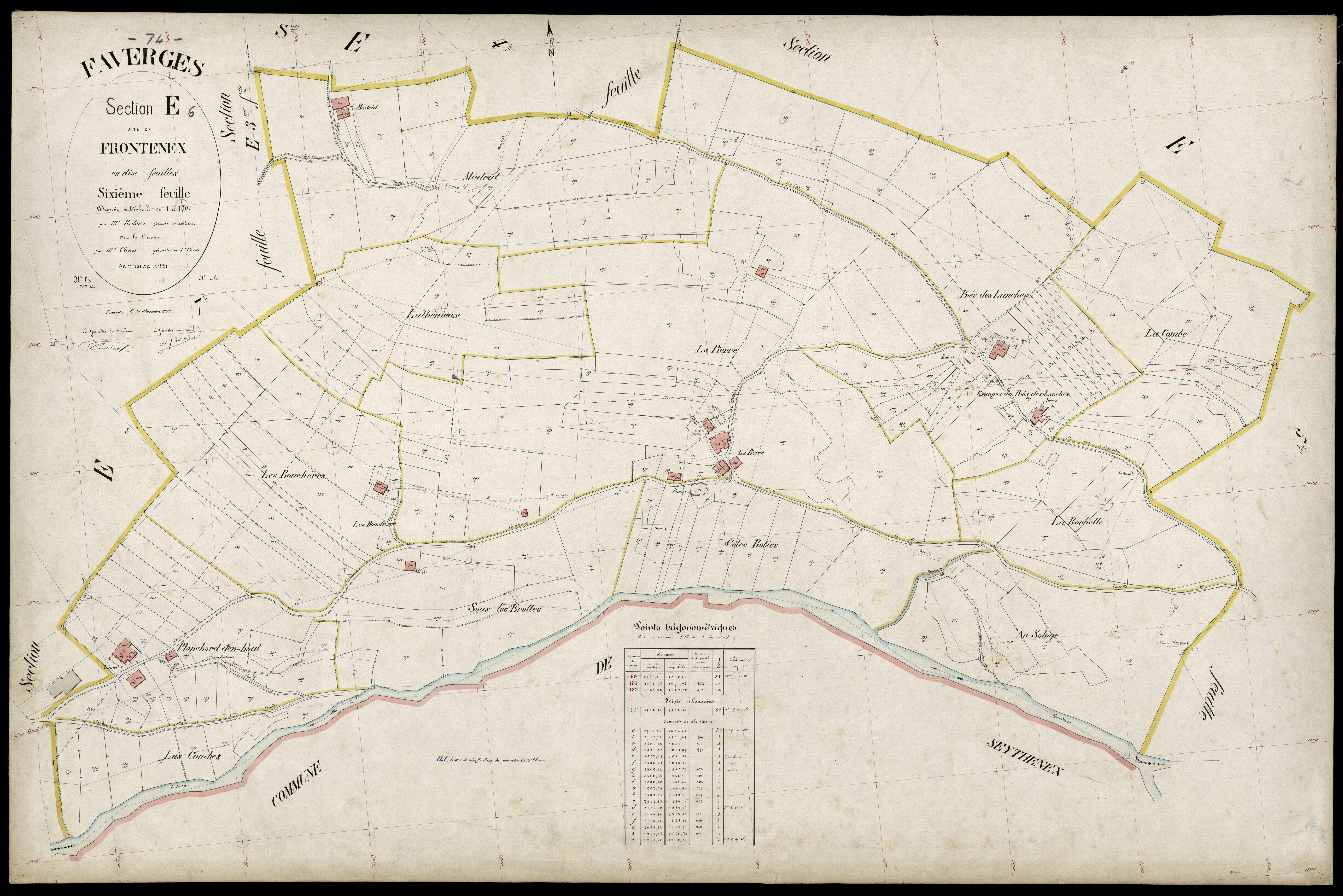 3 P 3 4683 - Feuille n° 7, parcelles n° 992 à 1246 - 20 décembre 1905