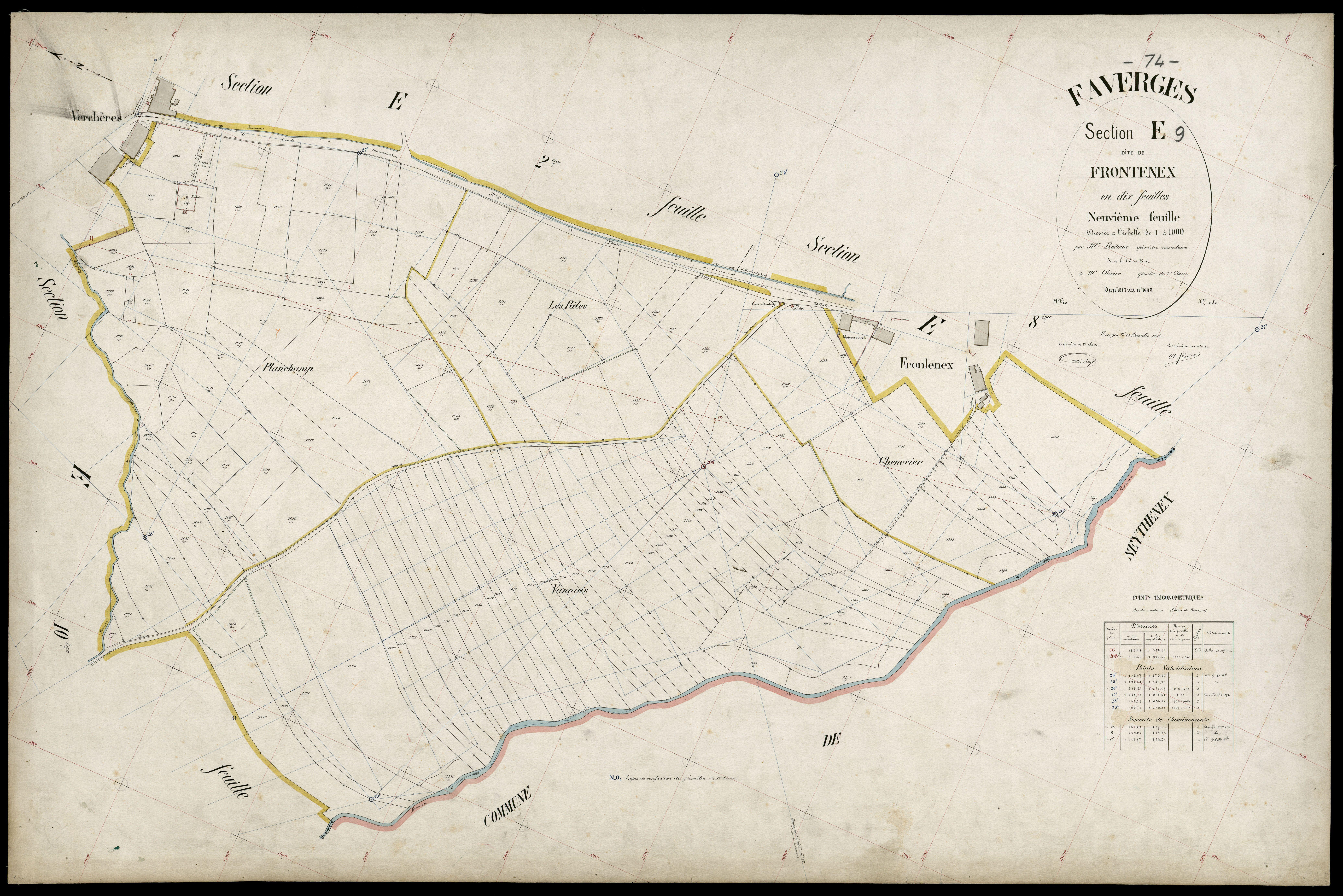 3 P 3 4686 - Feuille n° 10, parcelles n° 1646 à 1970 - 20 décembre 1905