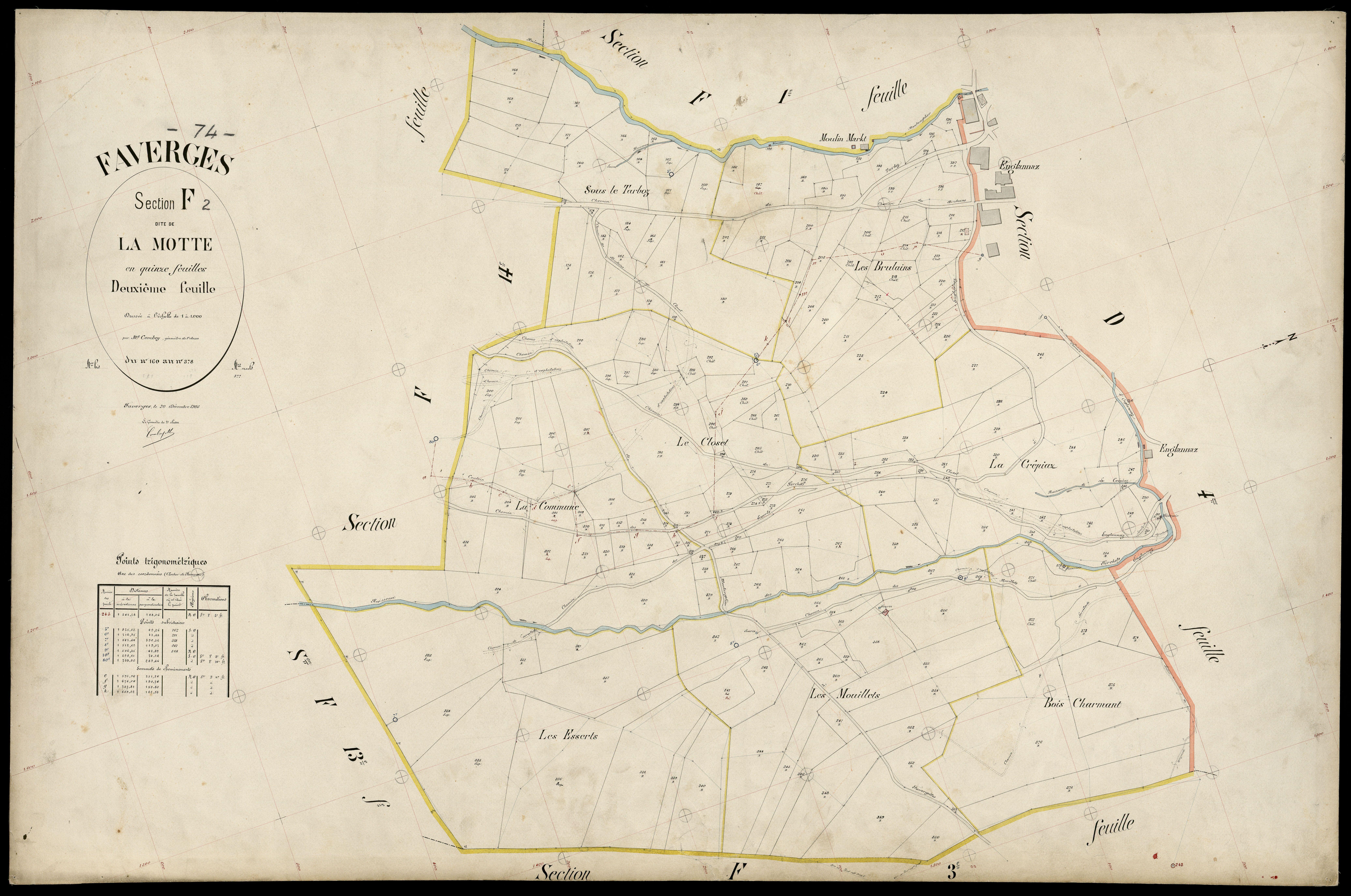 3 P 3 4689 - Feuille n° 3, parcelles n° 379 à 8 - 20 décembre 1905