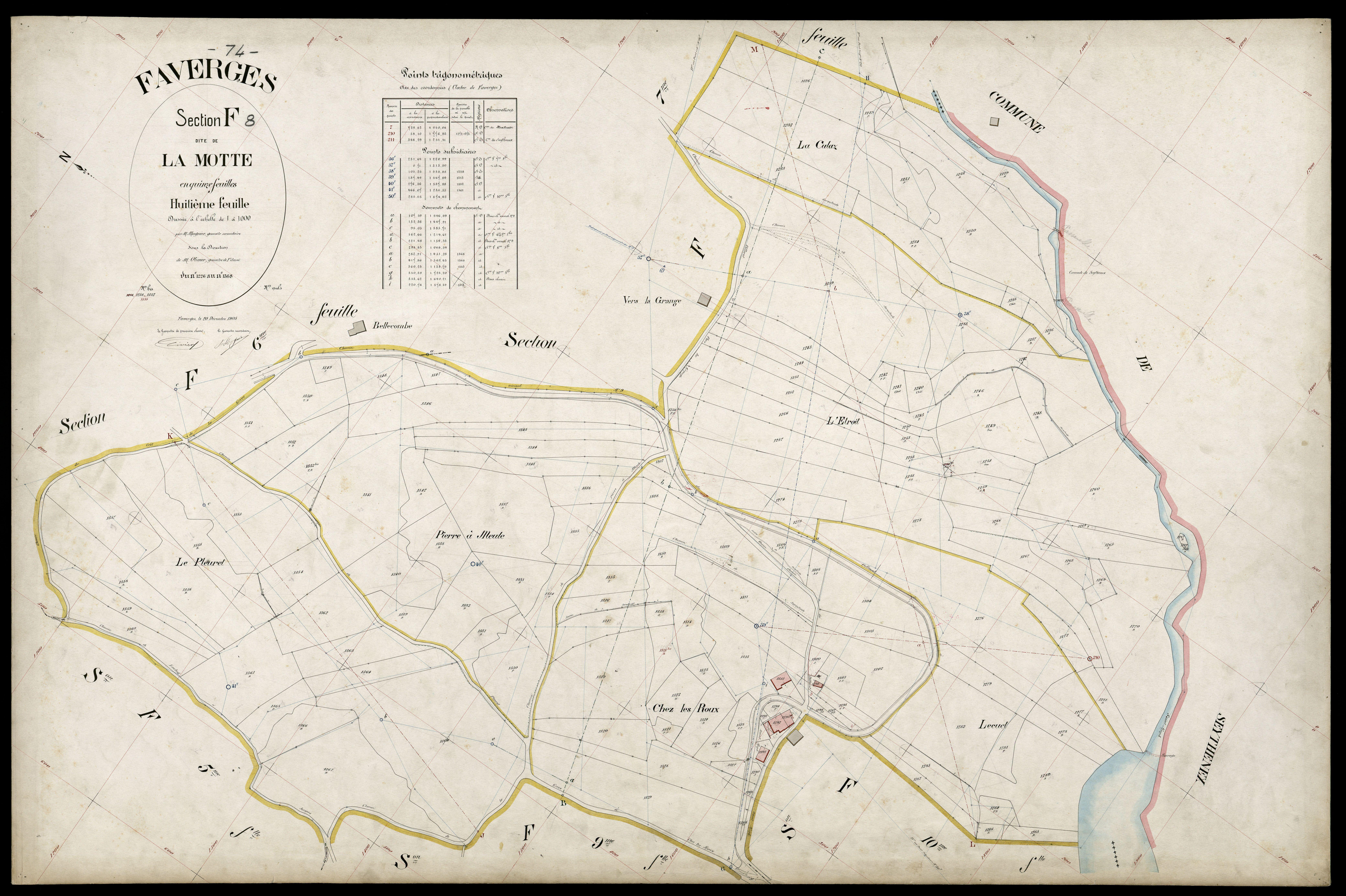3 P 3 4695 - Feuille n° 9, parcelles n° 1369 à 124 - 20 décembre 1905