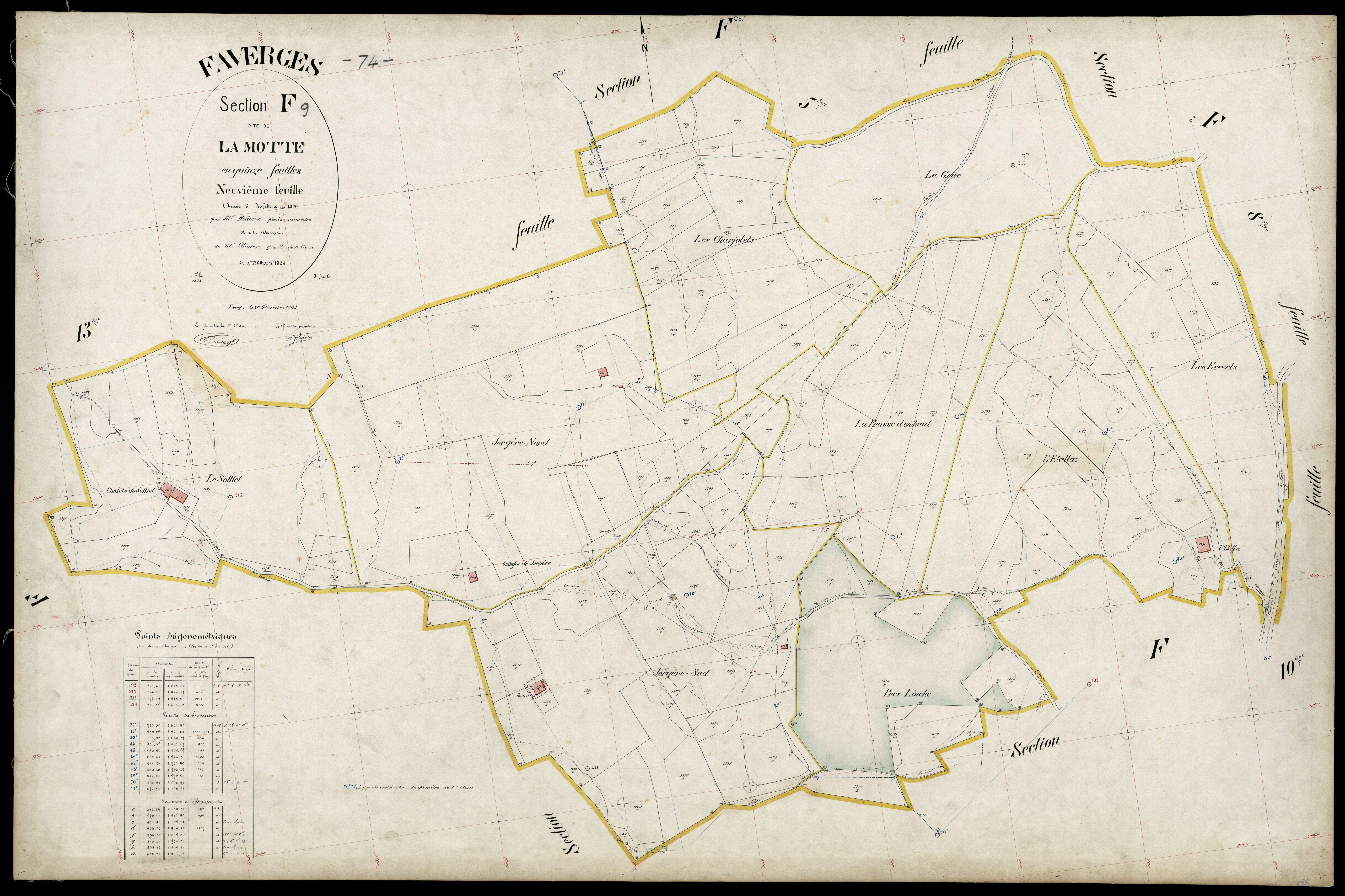 3 P 3 4696 - Feuille n° 10, parcelles n° 12 à 172 - 20 décembre 1905