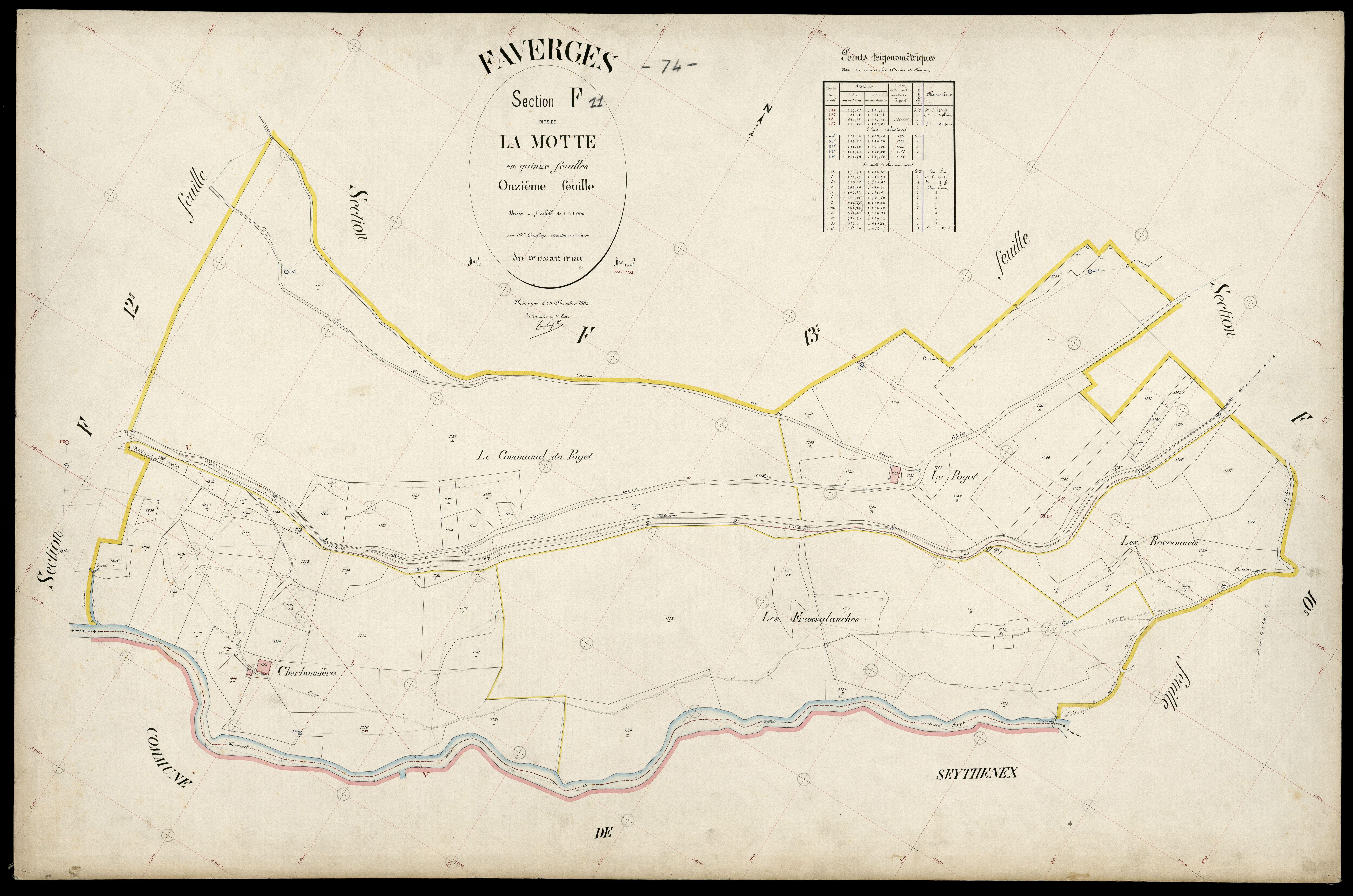 3 P 3 4698 - Feuille n° 12, parcelles n° 1807 à 2024 - 20 décembre 1905