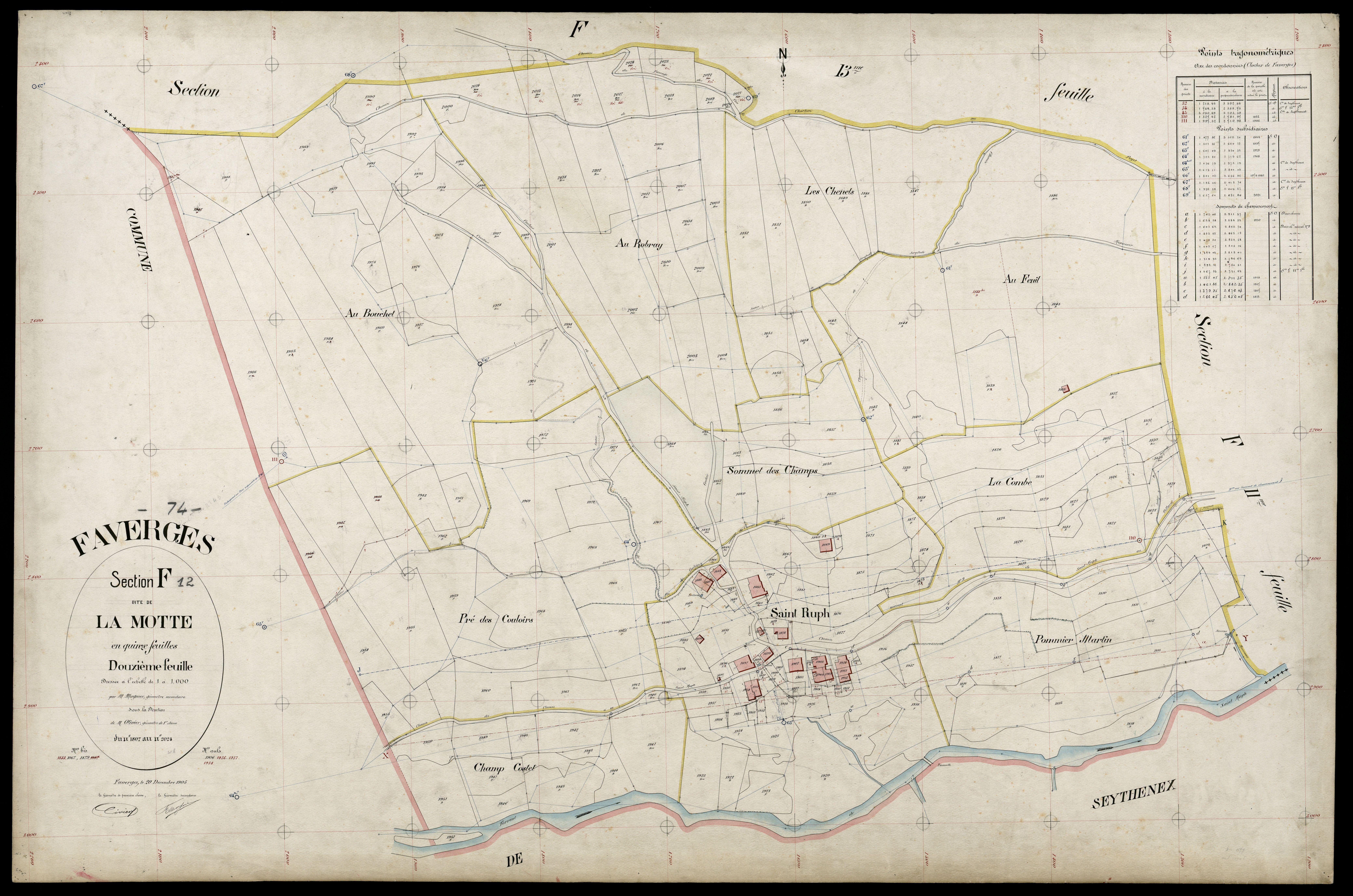 3 P 3 4699 - Feuille n° 13, parcelles n° 202 à 207 - 20 décembre 1905