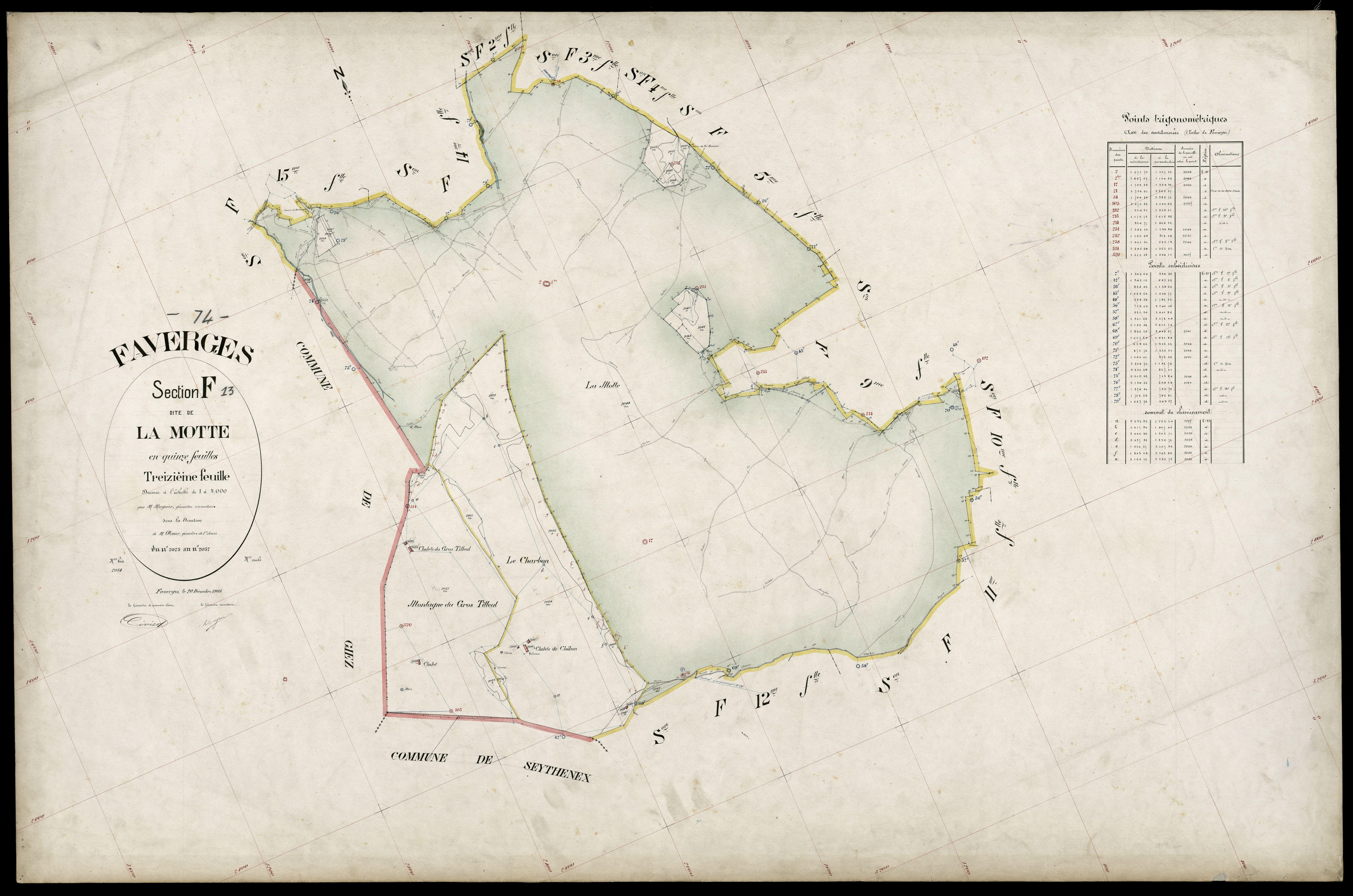 3 P 3 4700 - Feuille n° 14, parcelles n° 208 à 21 - 20 décembre 1905