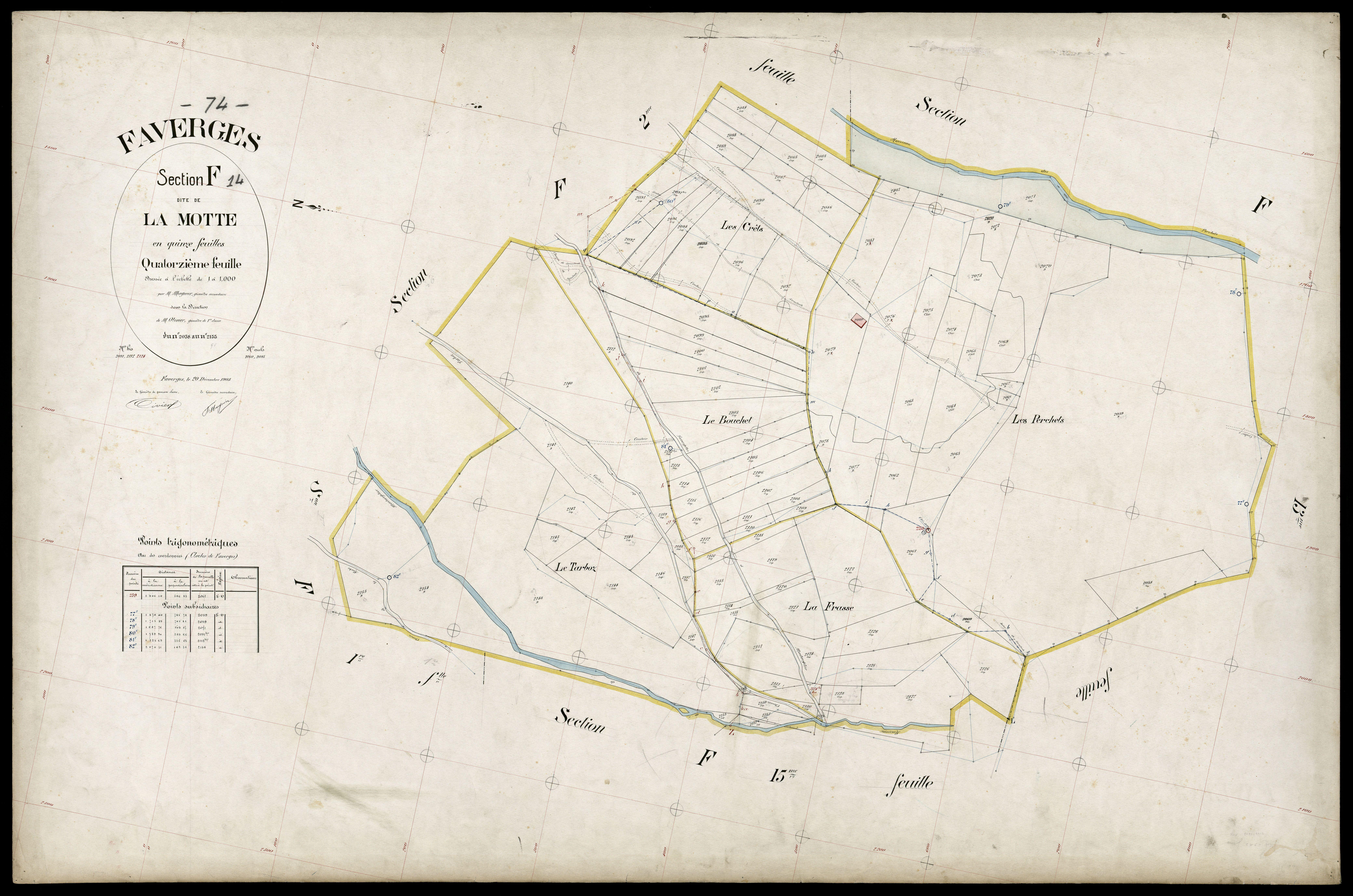3 P 3 4701 - Feuille n° 1, parcelles n° 216 à 2318 - 20 décembre 1905