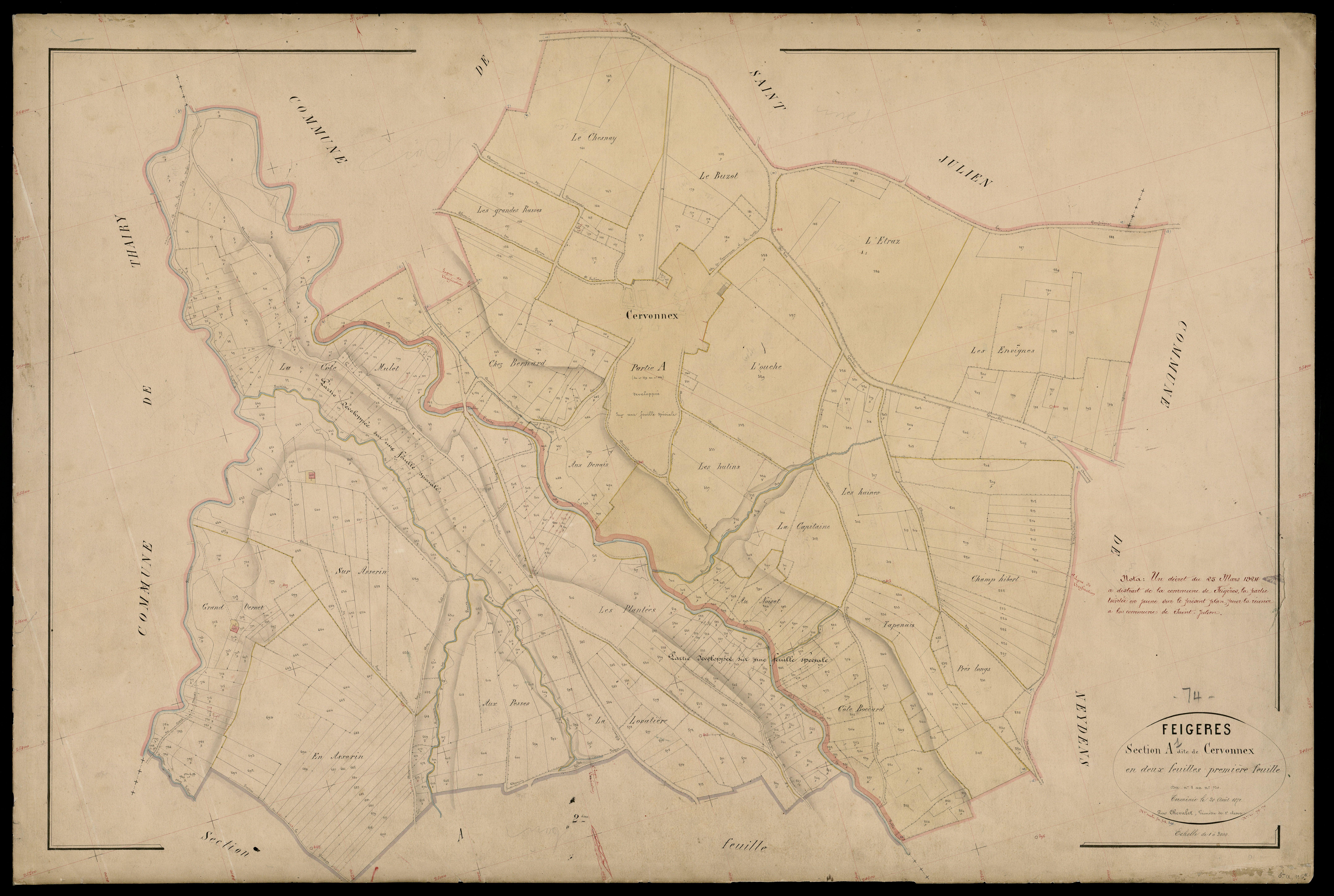 3 P 3 4704 - Feuille n° 2, parcelles n° 731 à 1802 - 20 août 1871