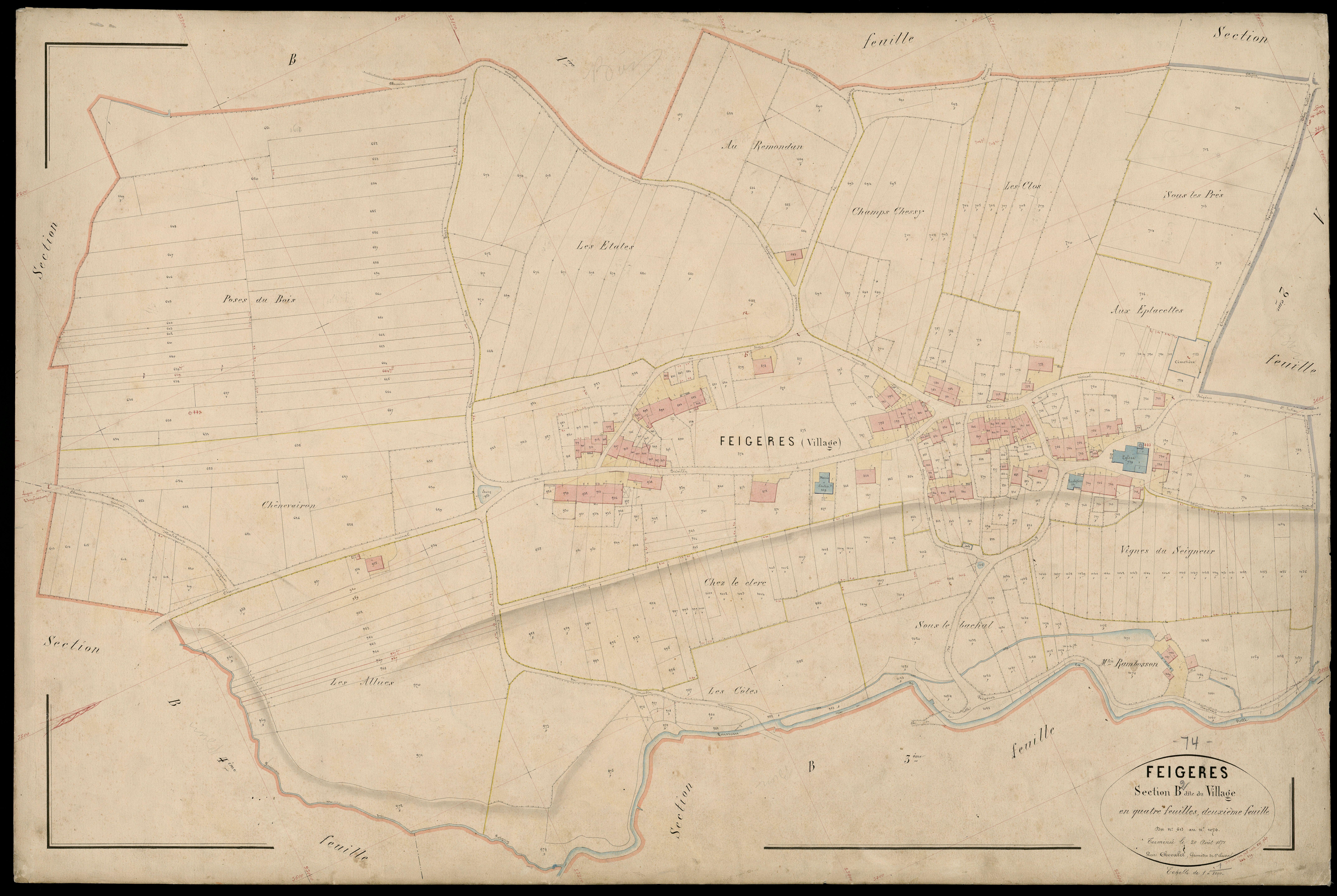 3 P 3 4709 - Feuille n° 3, parcelles n° 1077 à 1283 - 20 août 1871