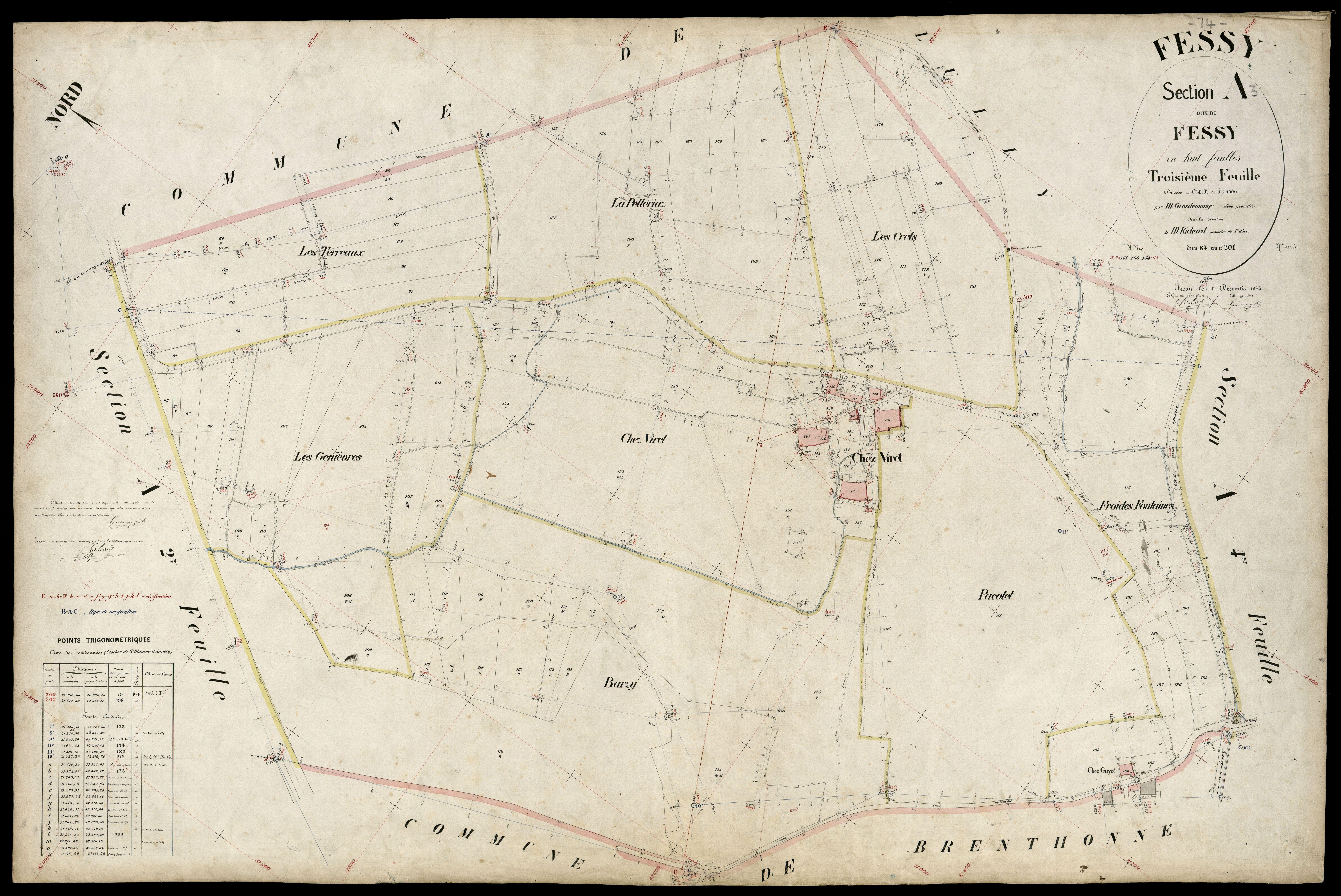 3 P 3 4720 - Feuille n° 4, parcelles n° 202 à 274 - 1er décembre 1885