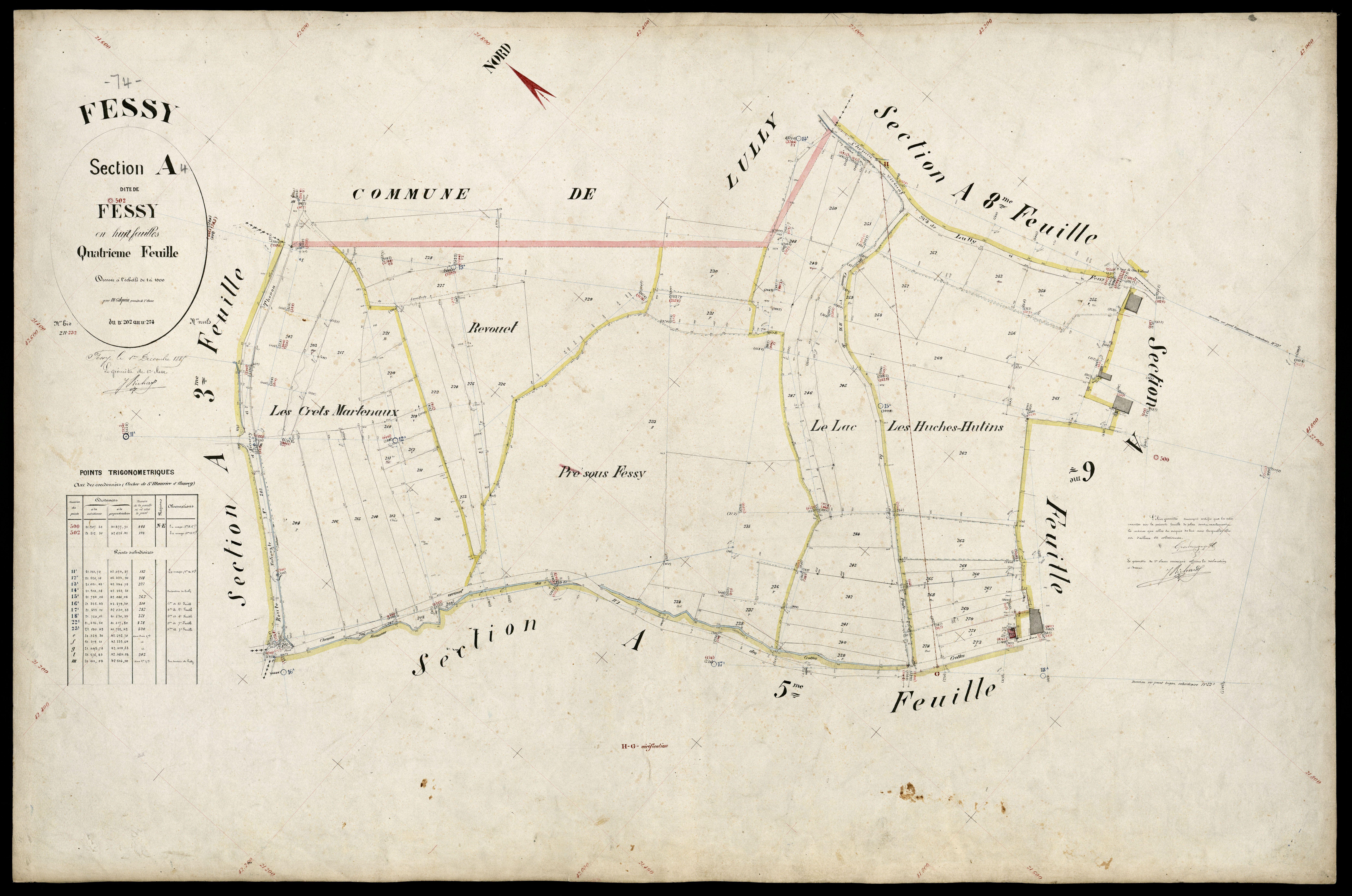 3 P 3 4721 - Feuille n° , parcelles n° 27 à 373 - 1er décembre 1885