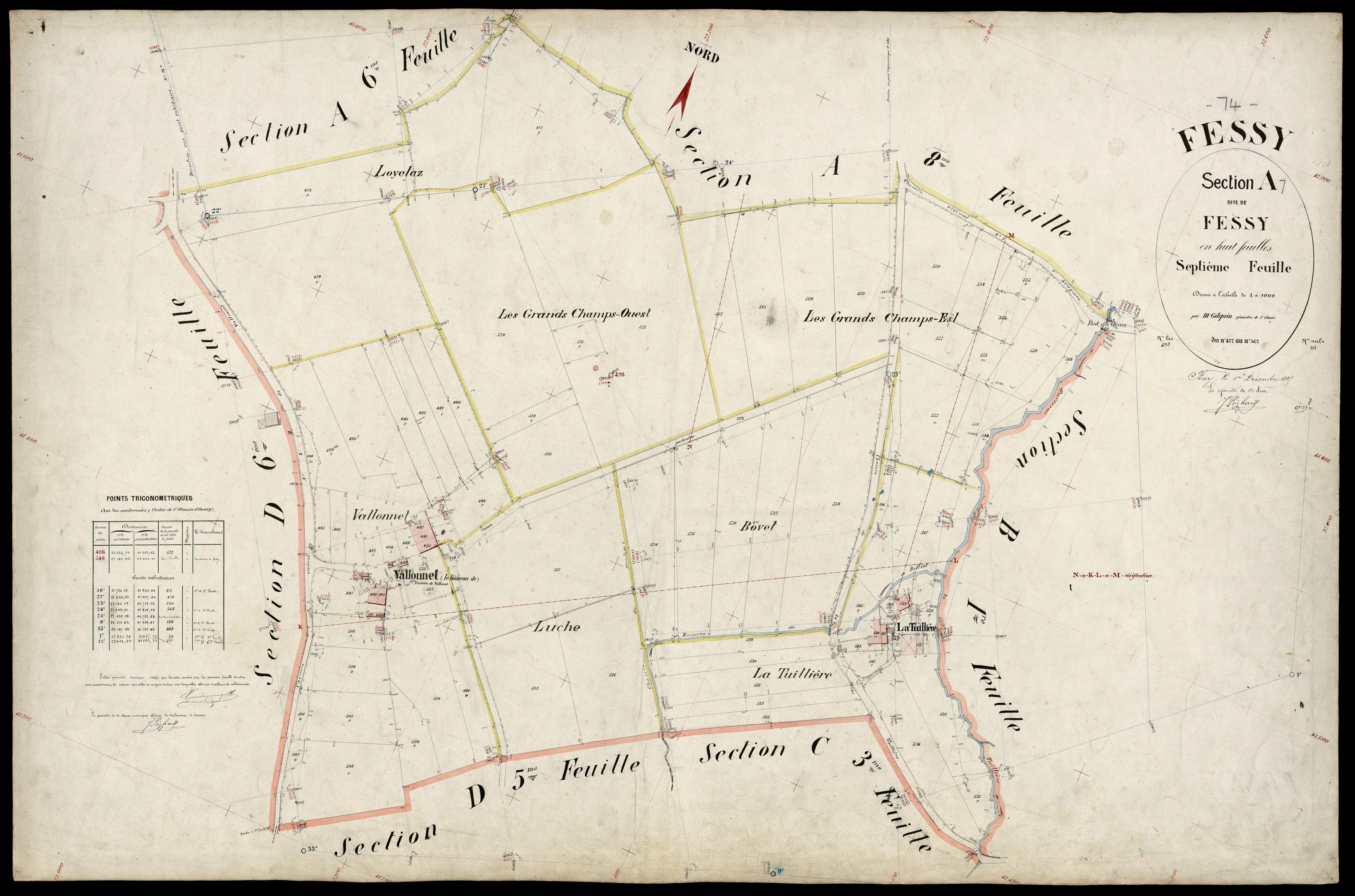 3 P 3 4724 - Feuille n° 8, parcelles n° 63 à 693 - 1er décembre 1885
