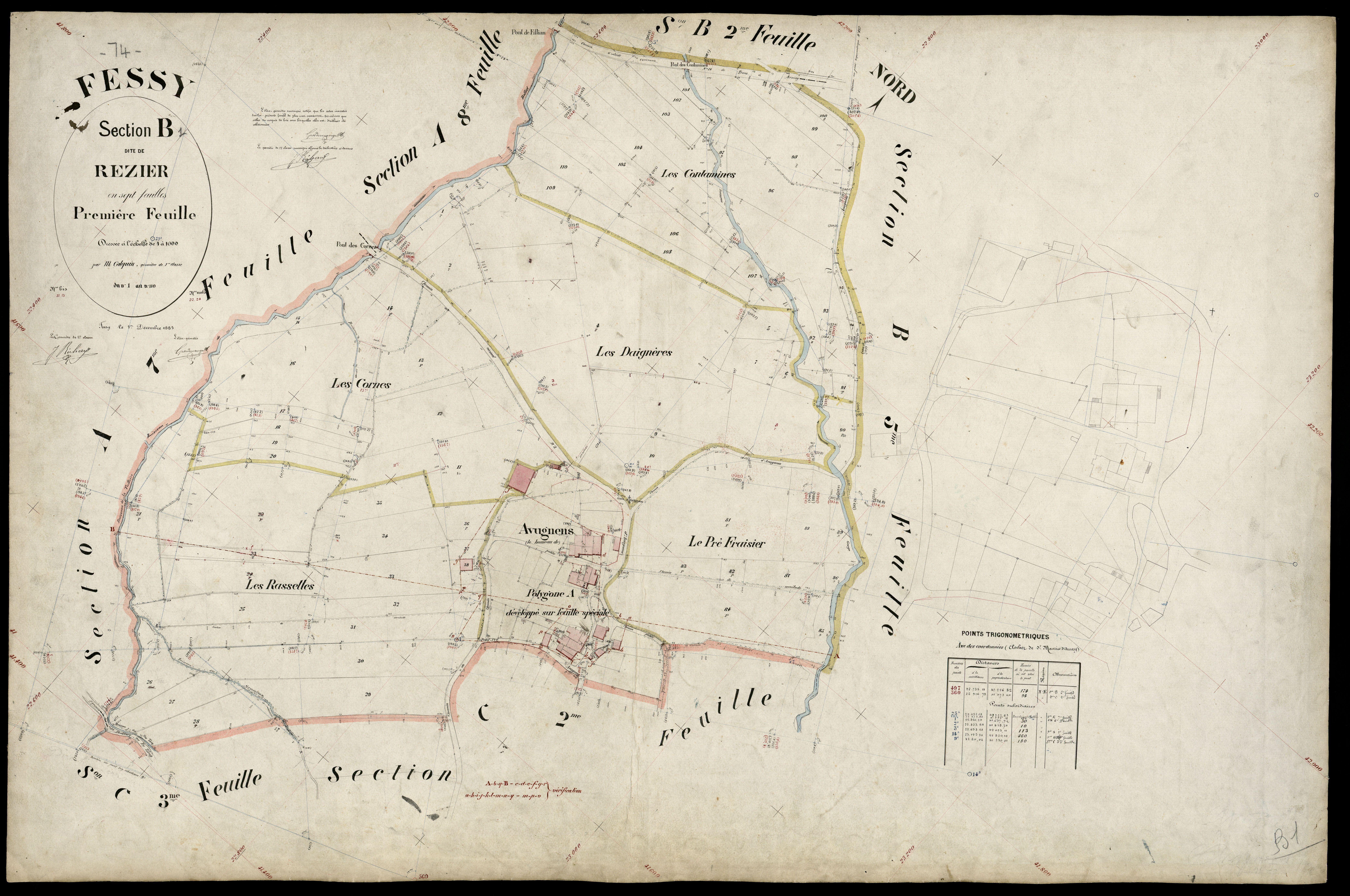 3 P 3 4726 - Feuille n° 1 bis, parcelles n° 39 à 80 - 1er décembre 1885
