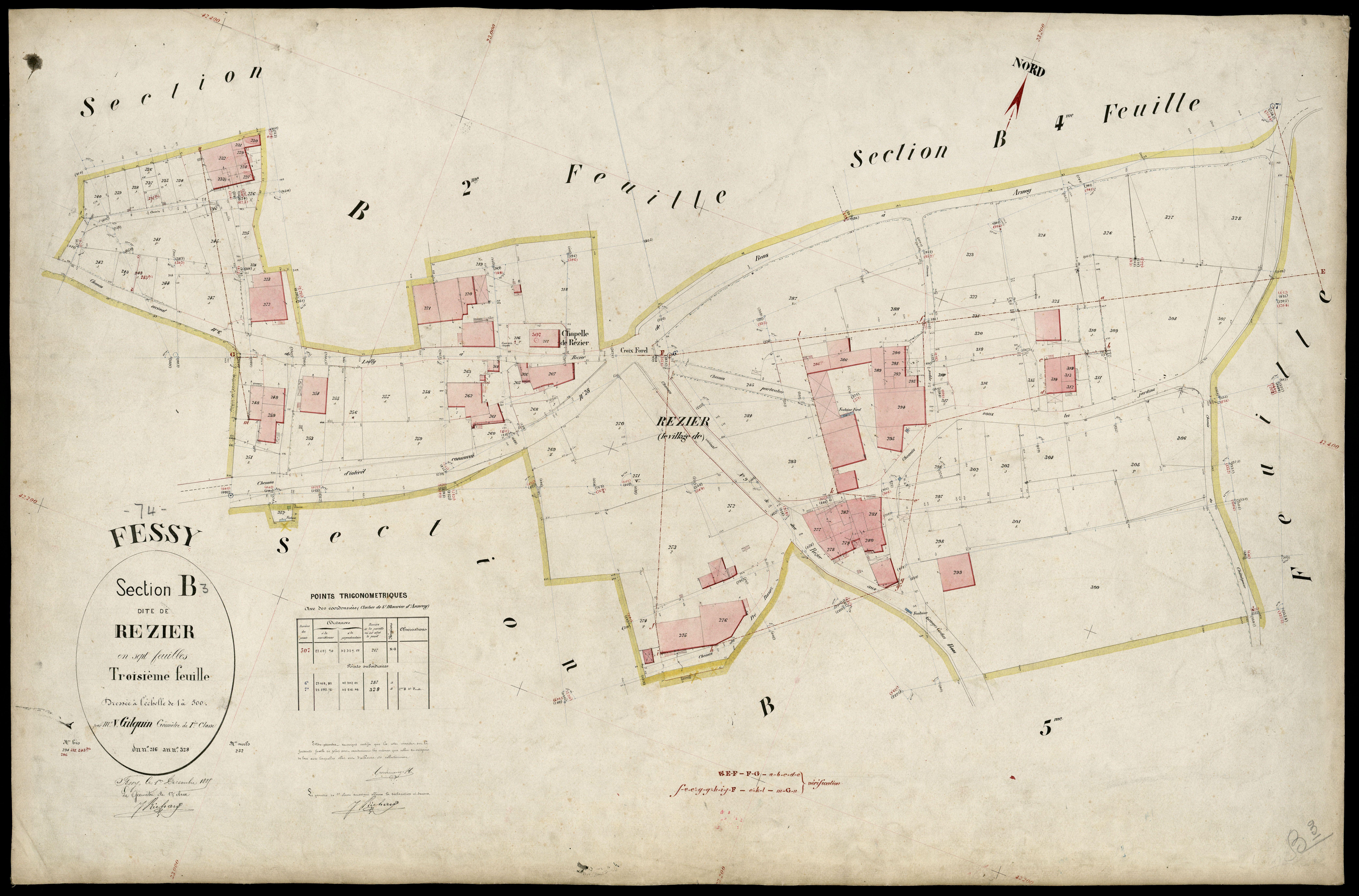 3 P 3 4729 - Feuille n° 4, parcelles n° 329 à 367 - 1er décembre 1885