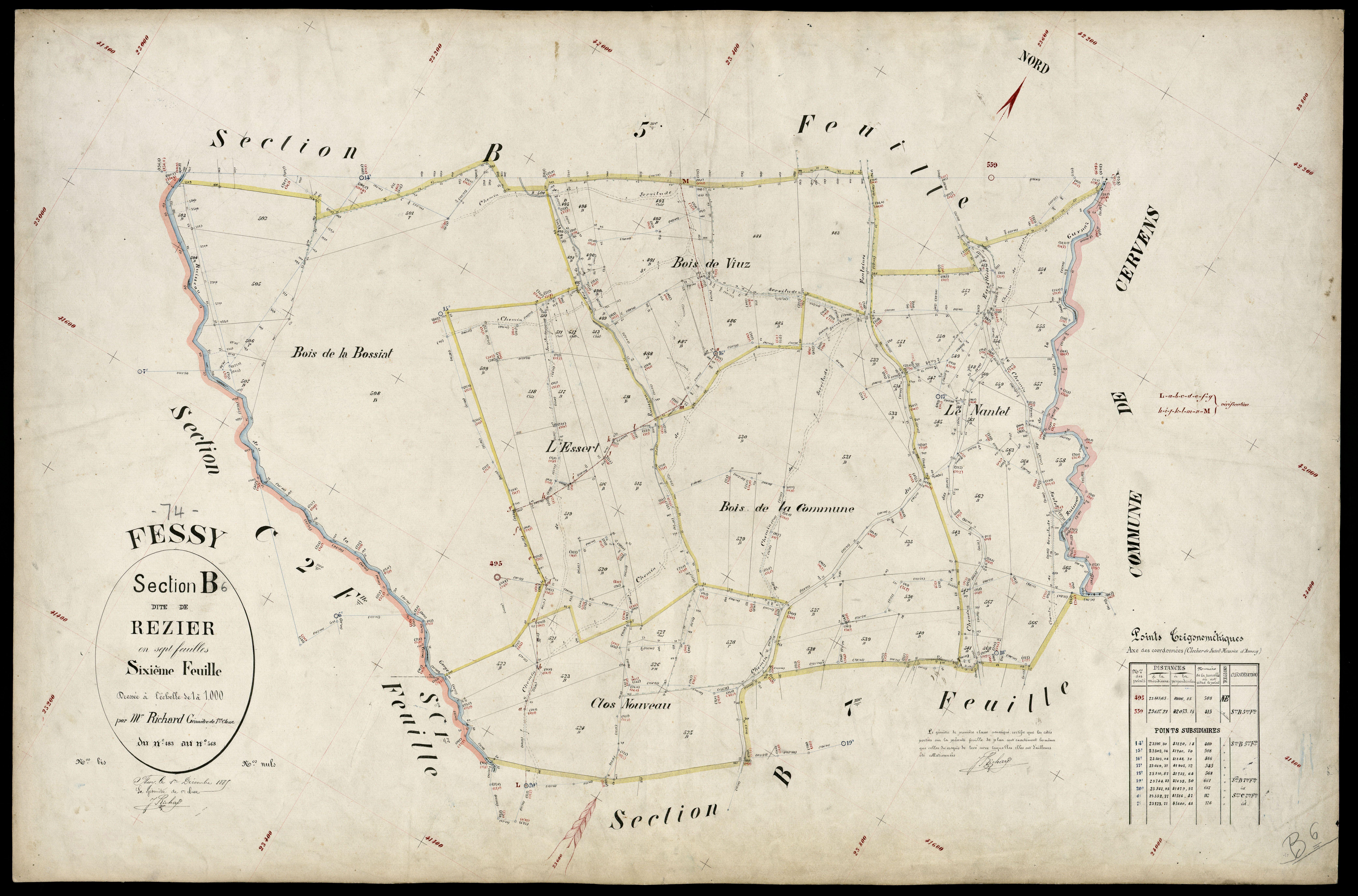 3 P 3 4732 - Feuille n° 7, parcelles n° 69 à 722 - 1er décembre 1885