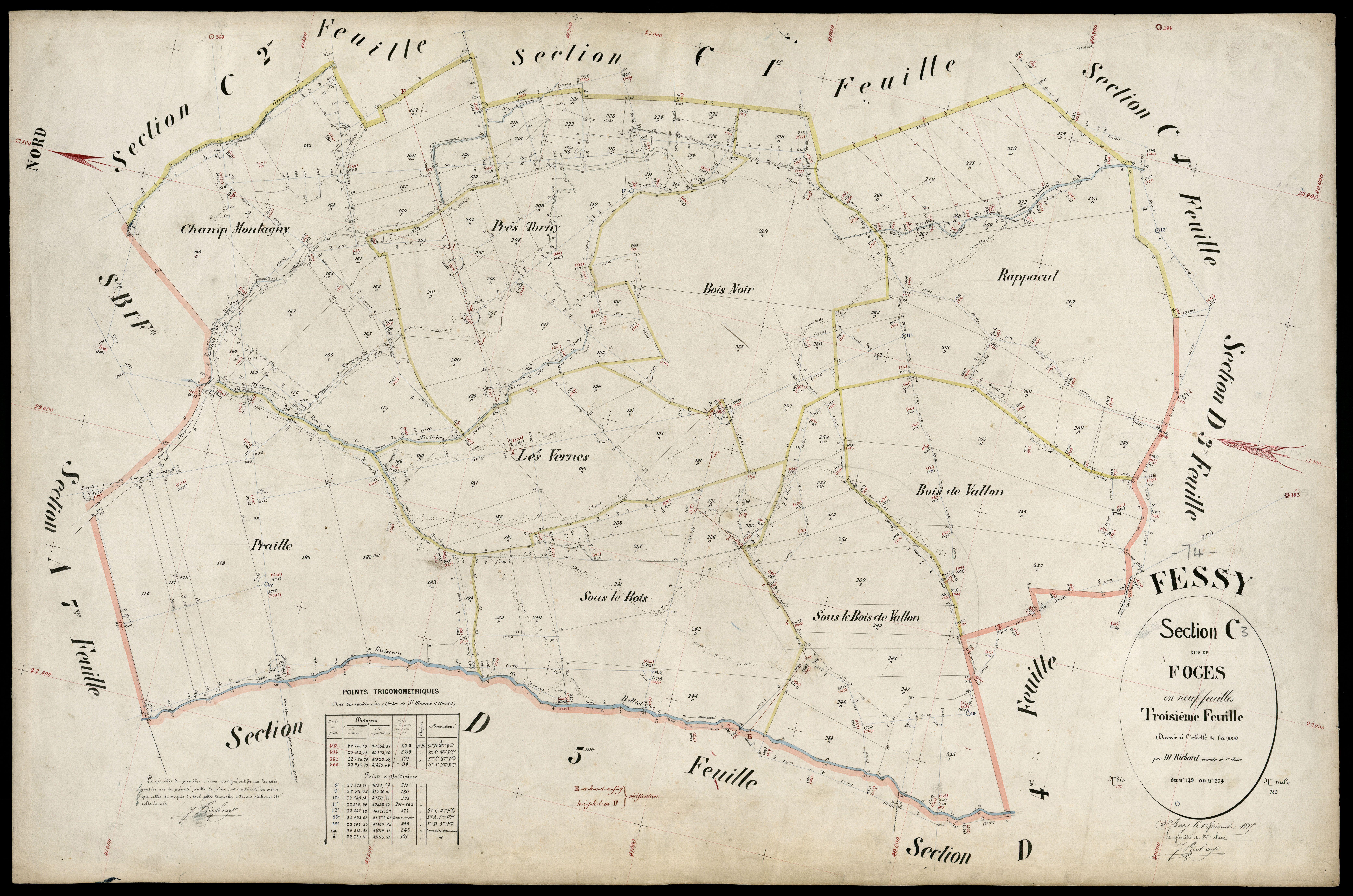 3 P 3 4736 - Feuille n° 4, parcelles n° 27 à 378 - 1er décembre 1885