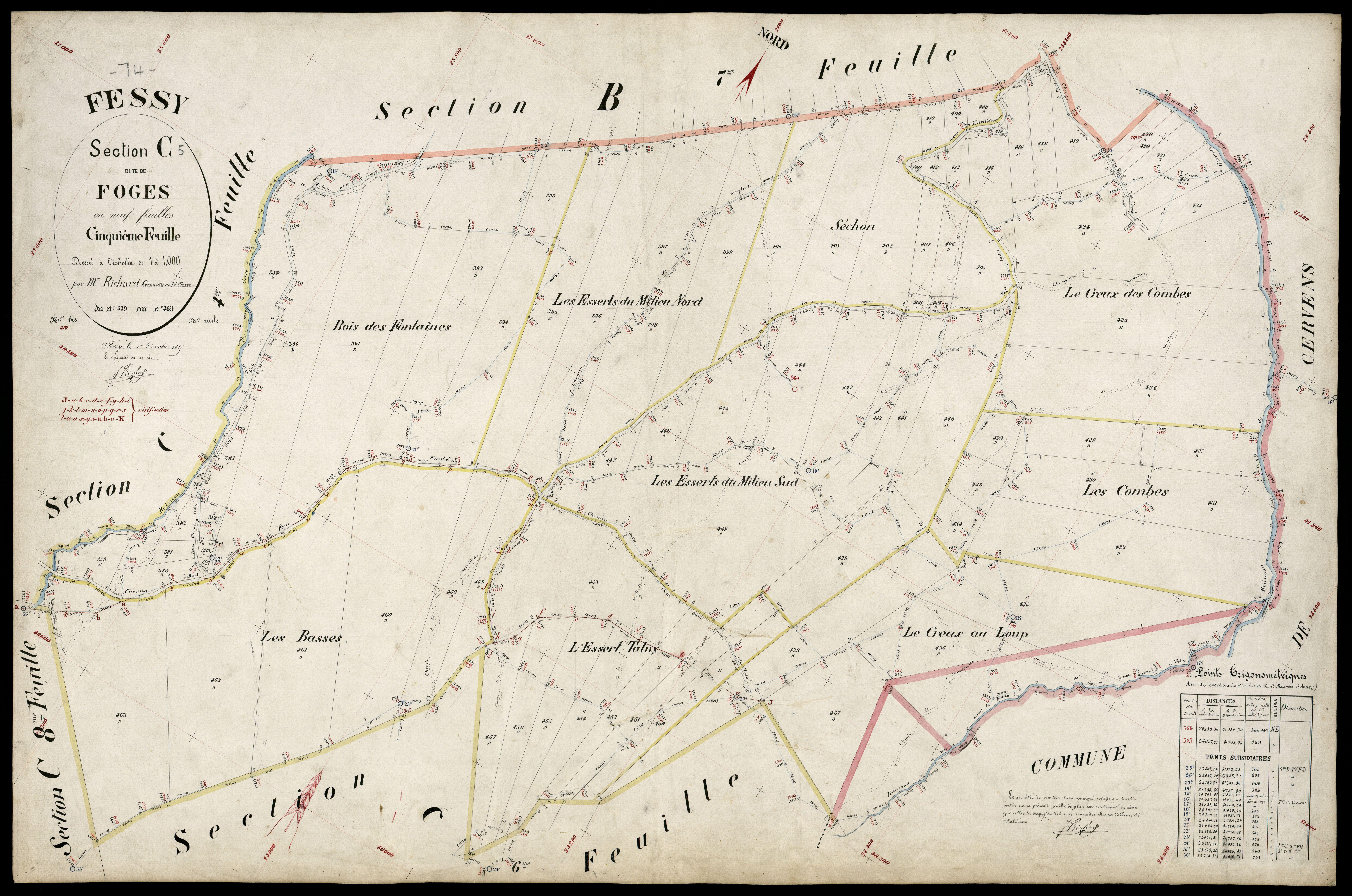 3 P 3 4738 - Feuille n° 6, parcelles n° 464 à 67 - 1er décembre 1885