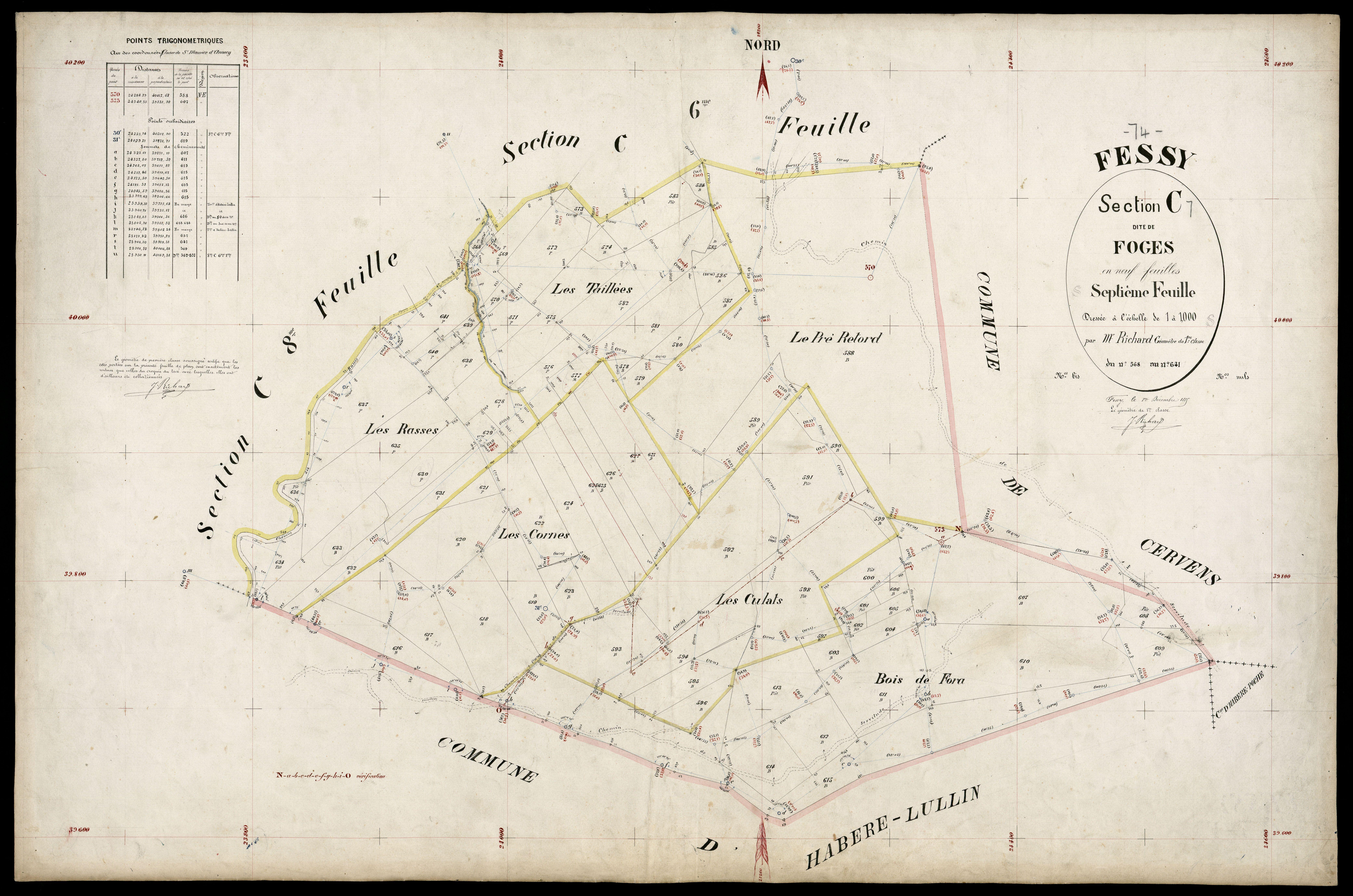 3 P 3 4740 - Feuille n° 8, parcelles n° 642 à 744 - 1er décembre 1885