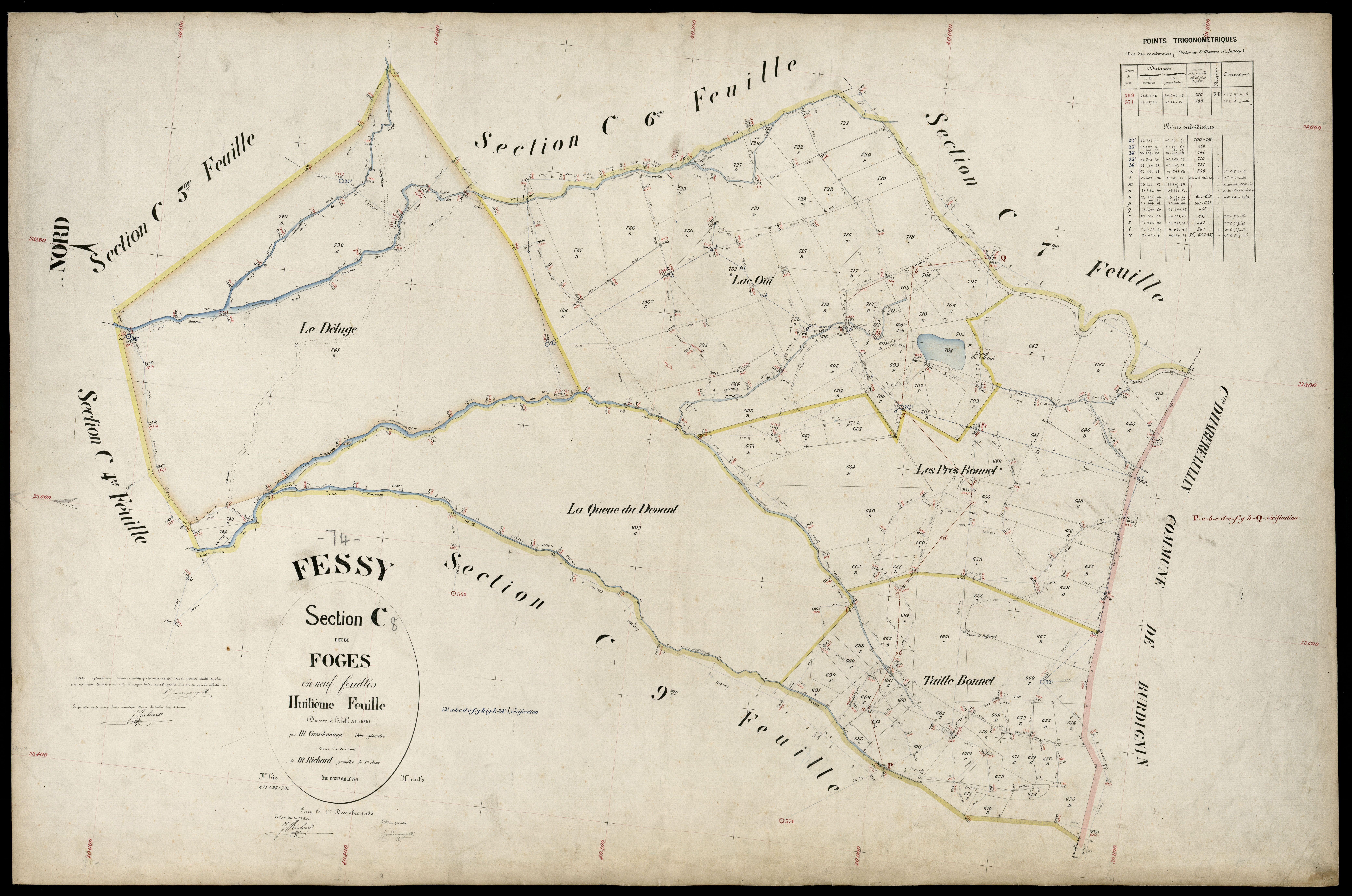 3 P 3 4741 - Feuille n° 9, parcelles n° 74 à 81 - 1er décembre 1885