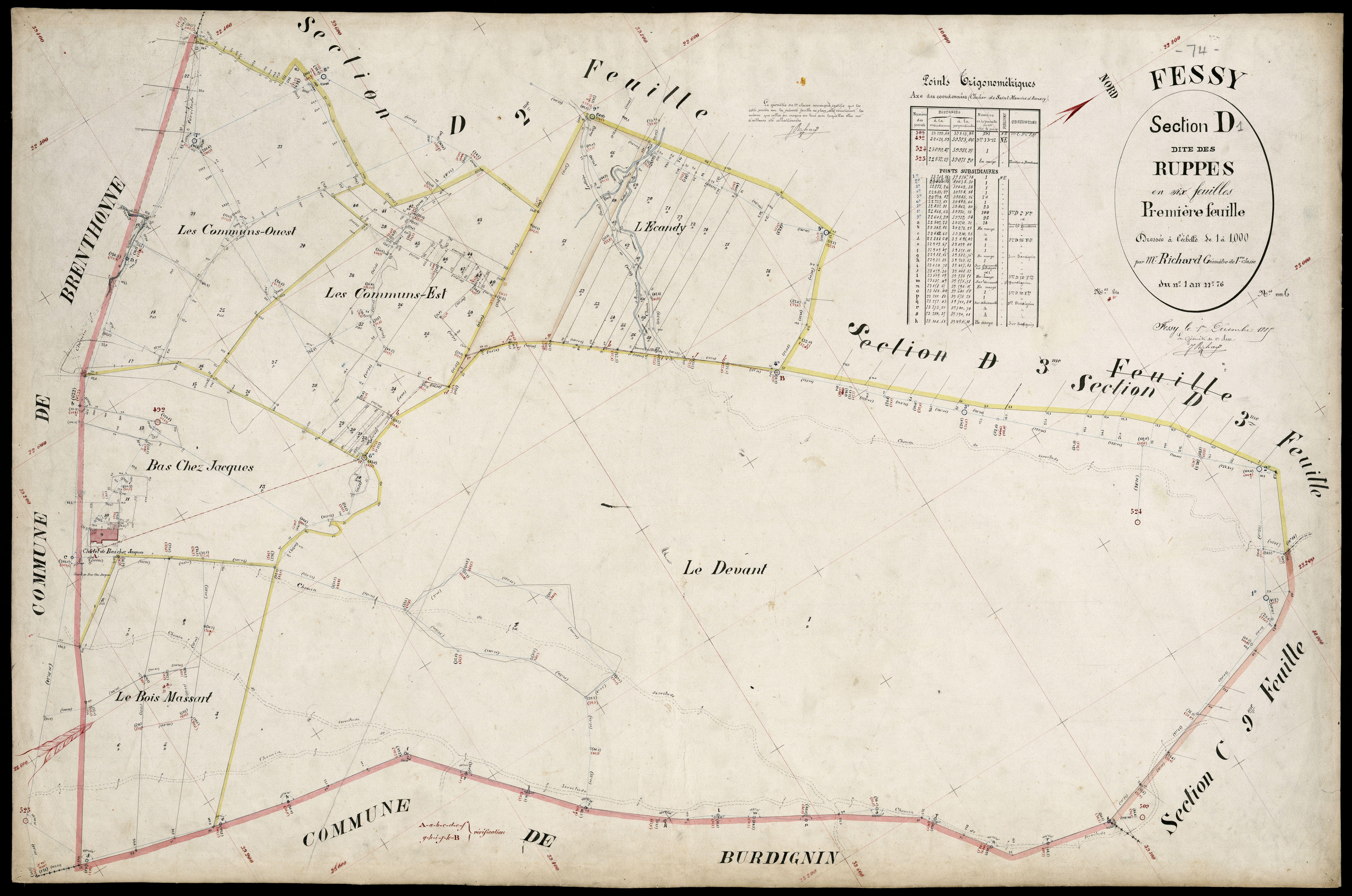 3 P 3 4743 - Feuille n° 2, parcelles n° 77 à 169 - 1er décembre 1885