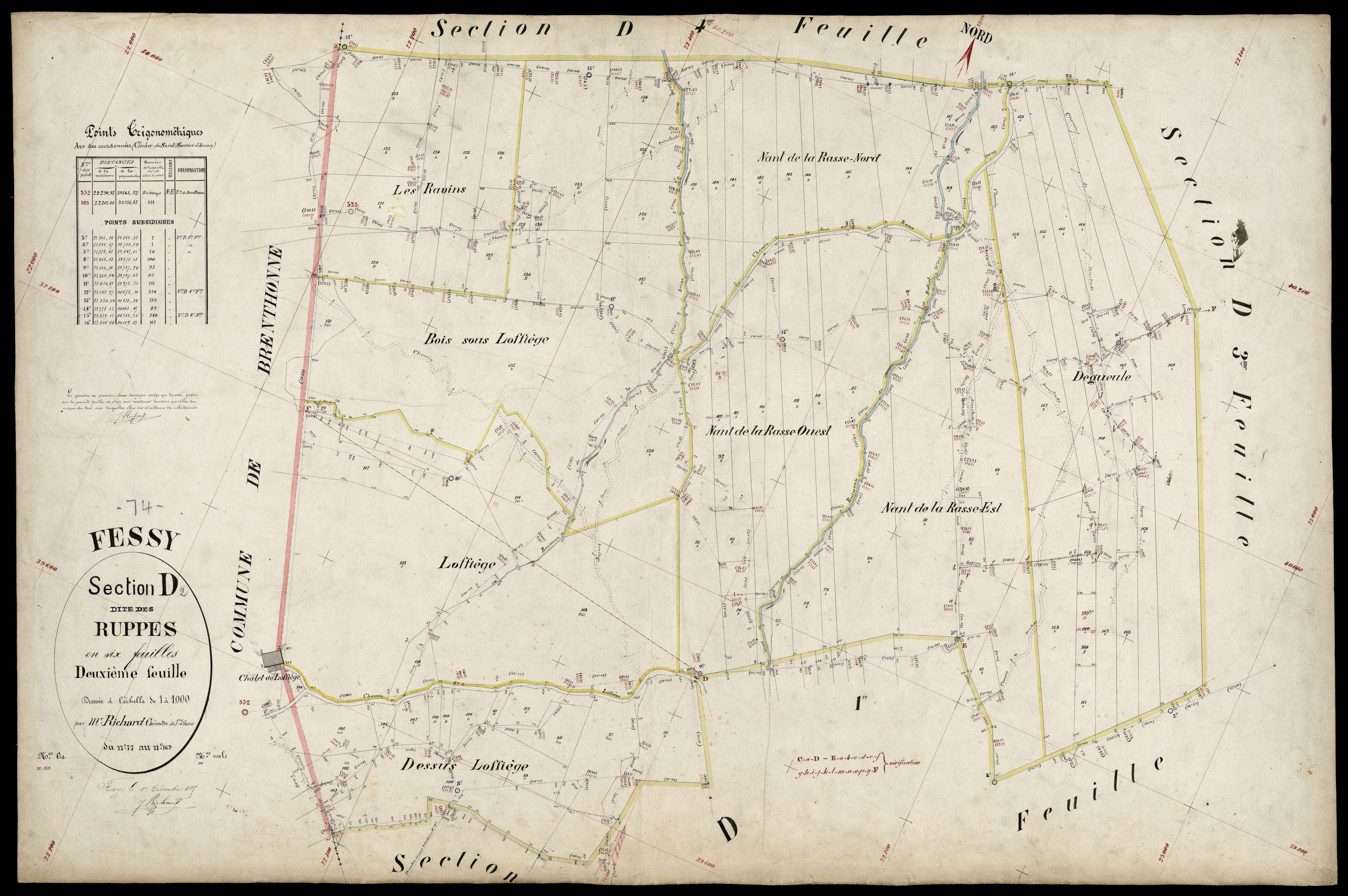 3 P 3 4744 - Feuille n° 3, parcelles n° 170 à 2 - 1er décembre 1885