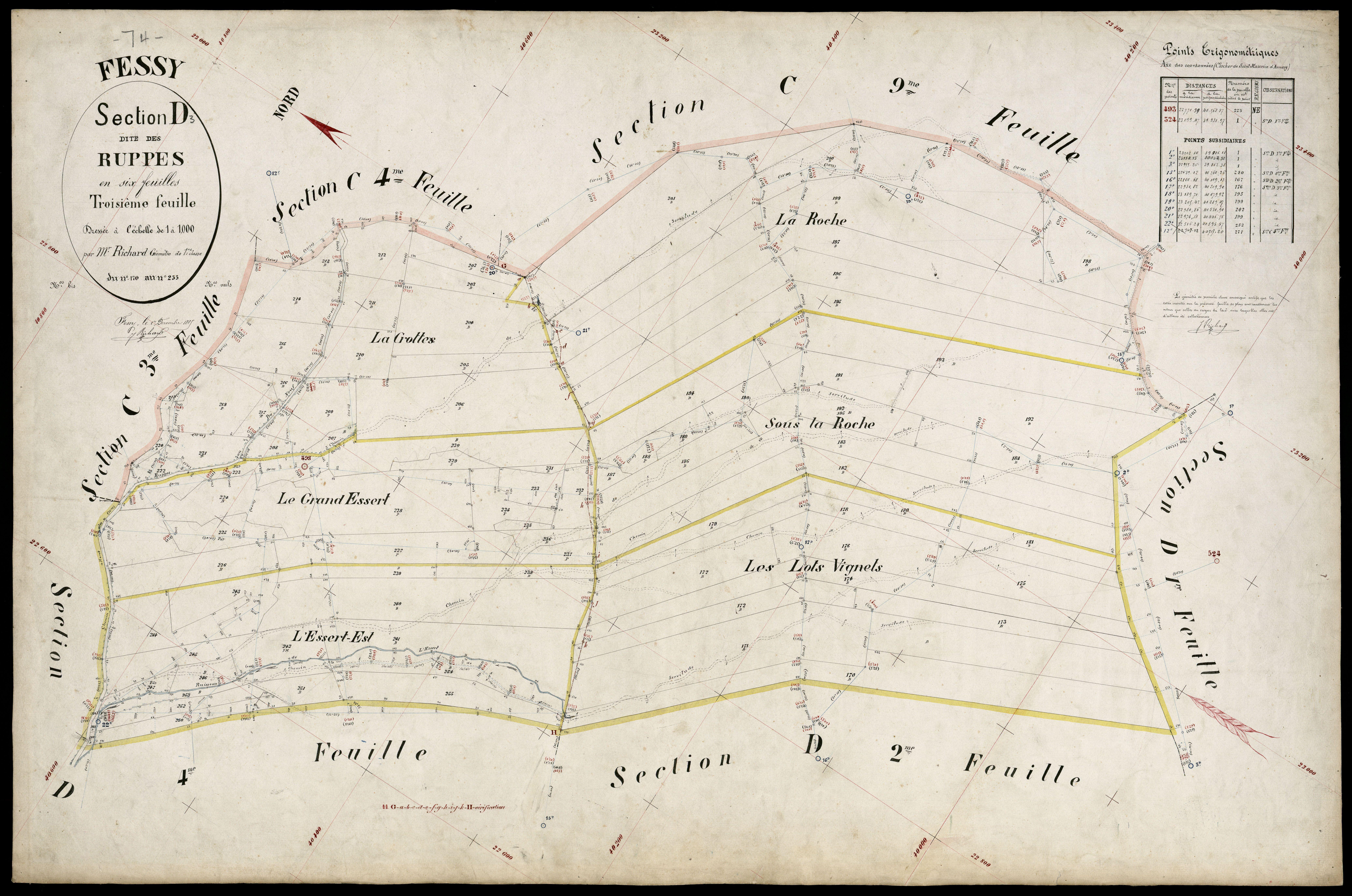 3 P 3 4745 - Feuille n° 4, parcelles n° 26 à 408 - 1er décembre 1885