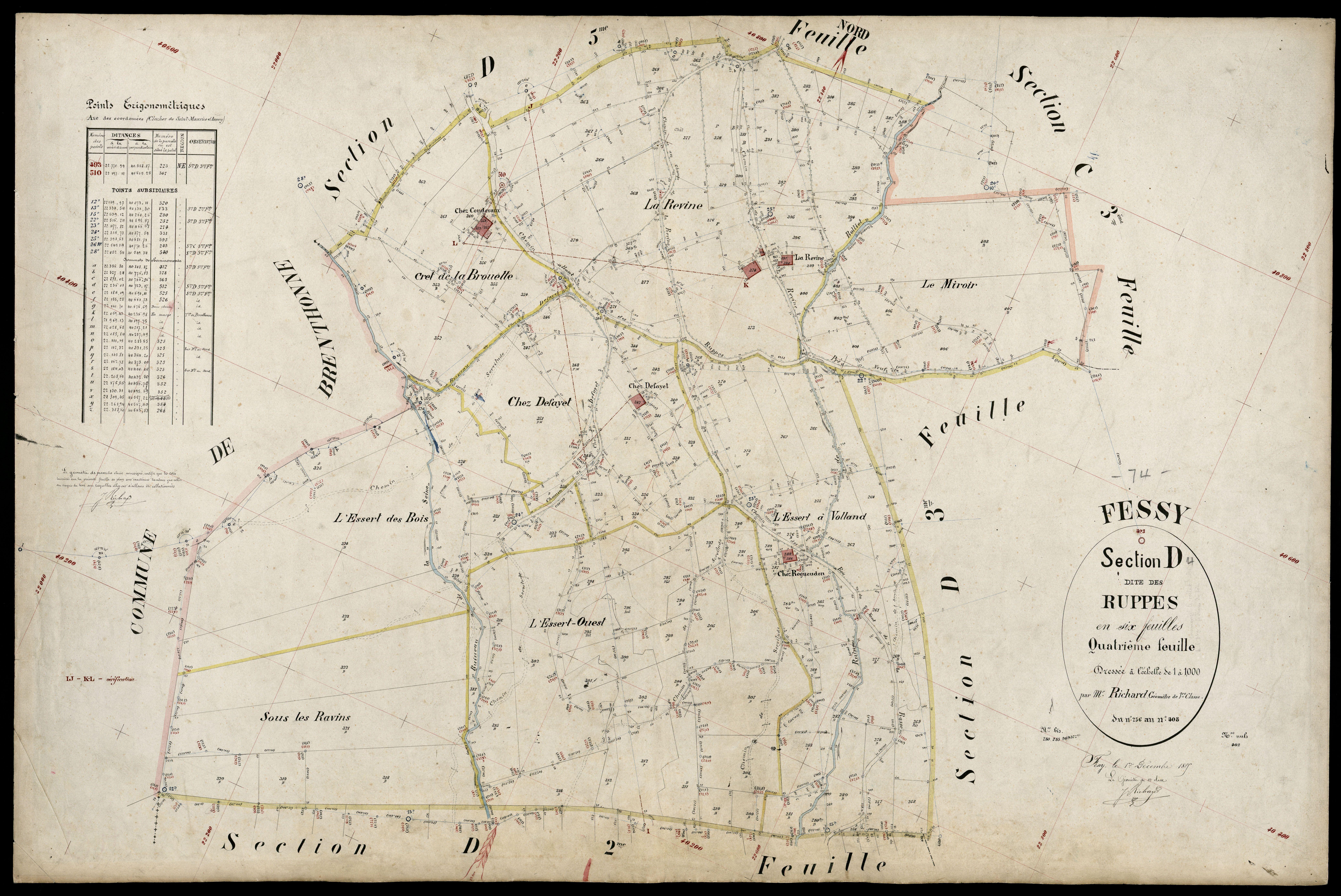3 P 3 4746 - Feuille n° , parcelles n° 409 à 82 - 1er décembre 1885